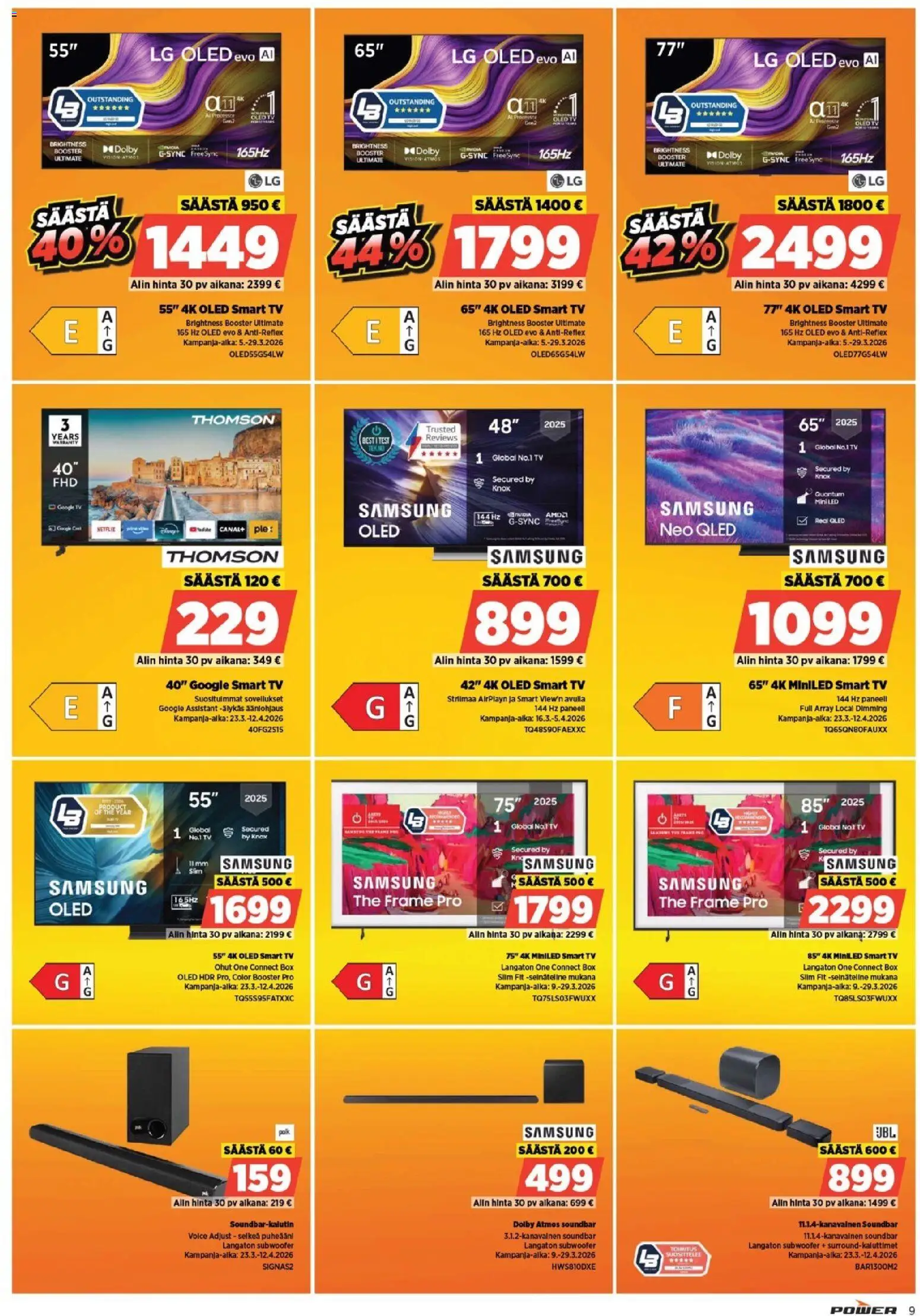 Power - POWER HINTAAN Viikon mainoslehti – voimassa 31.03.2026 alkaen | Sivu: 9 | Tuotteet: Soundbar, TV