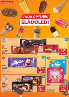 Sladoled na štapiću, razne vrste 120 ml - Pregled kataloga iz trgovine Kaufland, vrijedi od 08.04.2026 | Stranica: 10 | Proizvodi: Snickers, Ledo, Sladoled, Kakao
