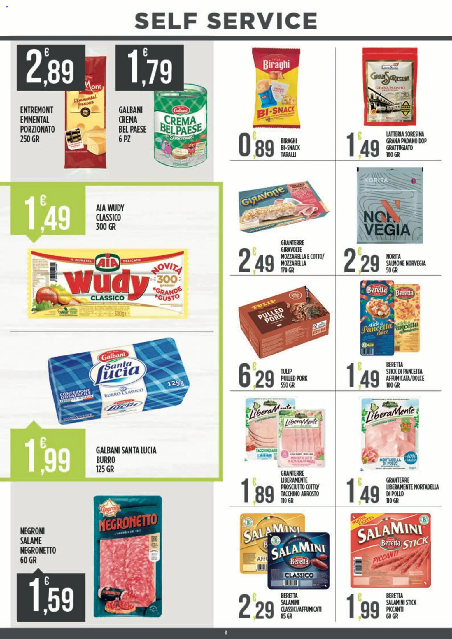 Volantino Euroesse del 07.04.2026 | Pagina: 8 | Prodotti: Salame, Pancetta, Mozzarella, Mortadella