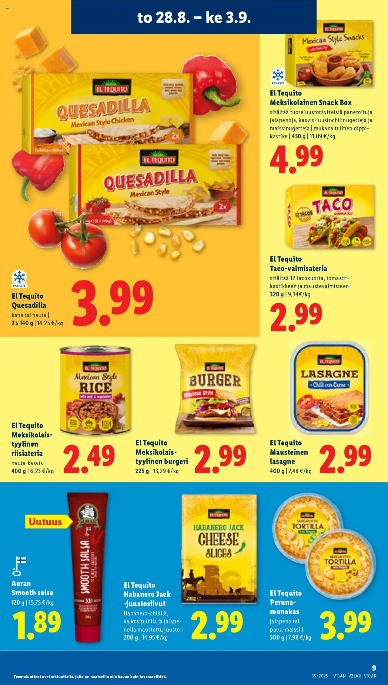  | Sivu: 9 | Tuotteet: Salsa, Chili, Juusto, Peruna