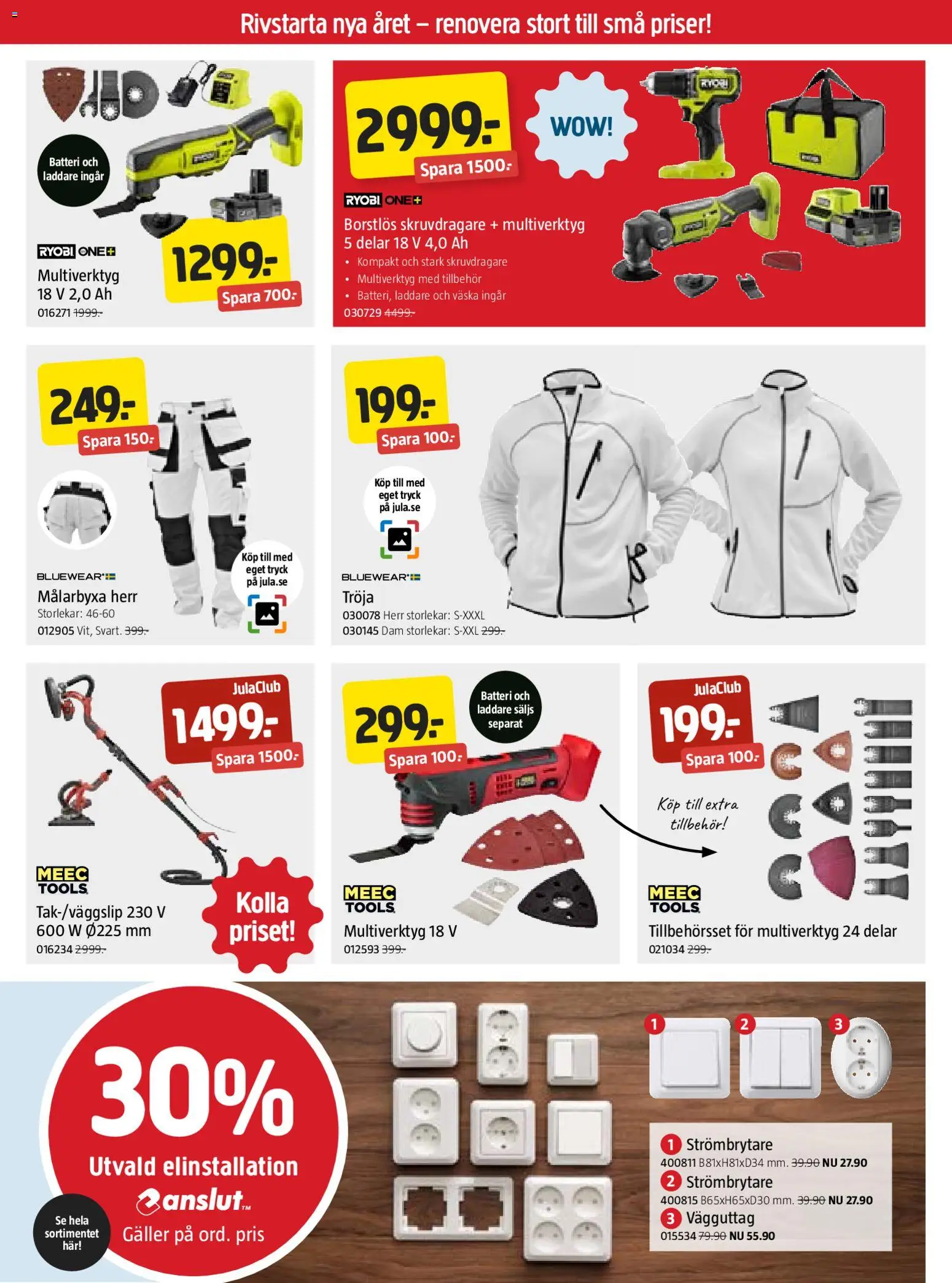 Jula reklamblad aktuell från 15.01.2026 | Sida: 3 | Produkter: Skruvdragare, Galler, Tröja, Laddare