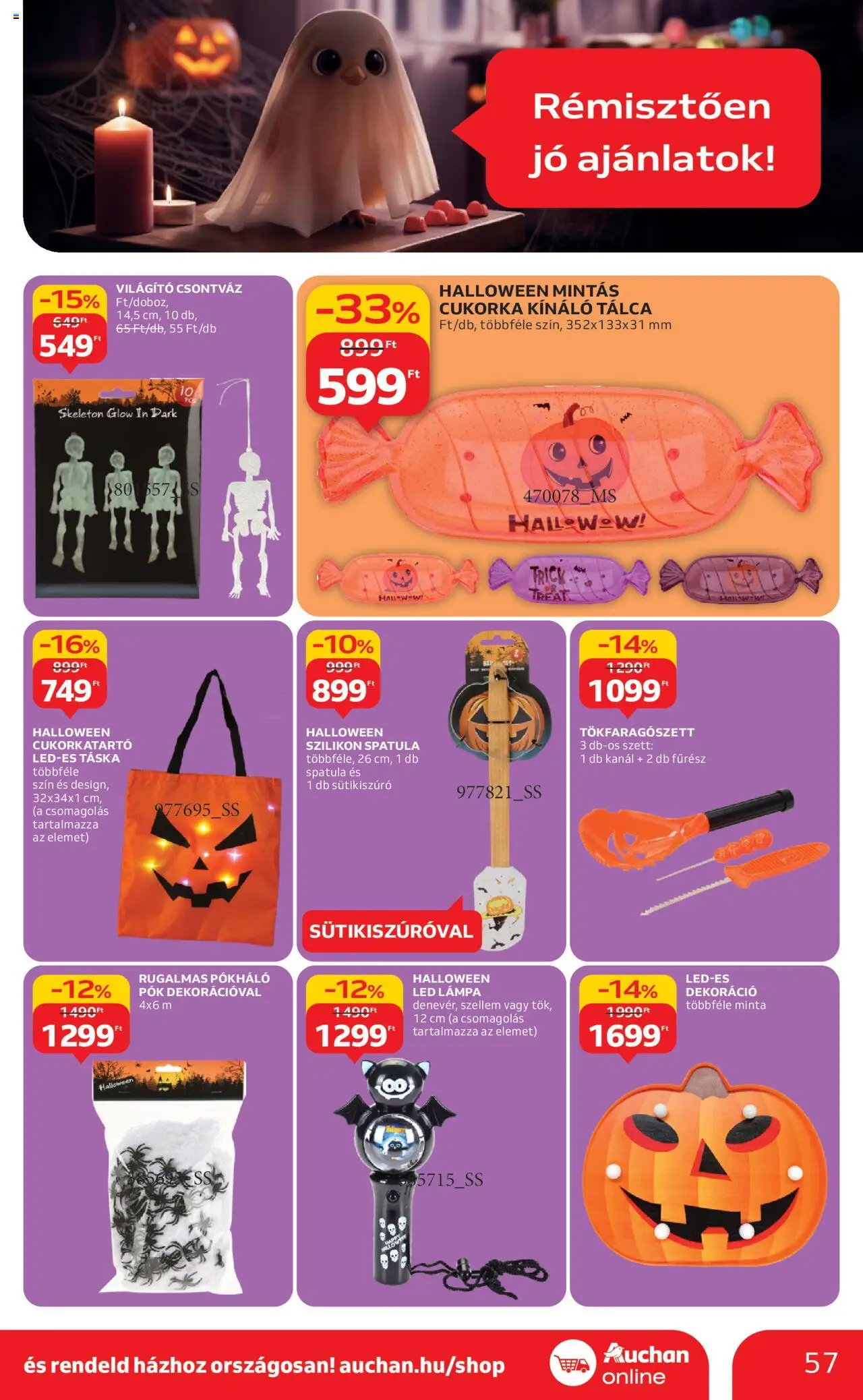 Auchan akciós ujság - amely érvényes a következő dátumtól: 09.10.2025 | Oldal: 57 | Termékek: Táska, Led lámpa, Lámpa, Dekoráció