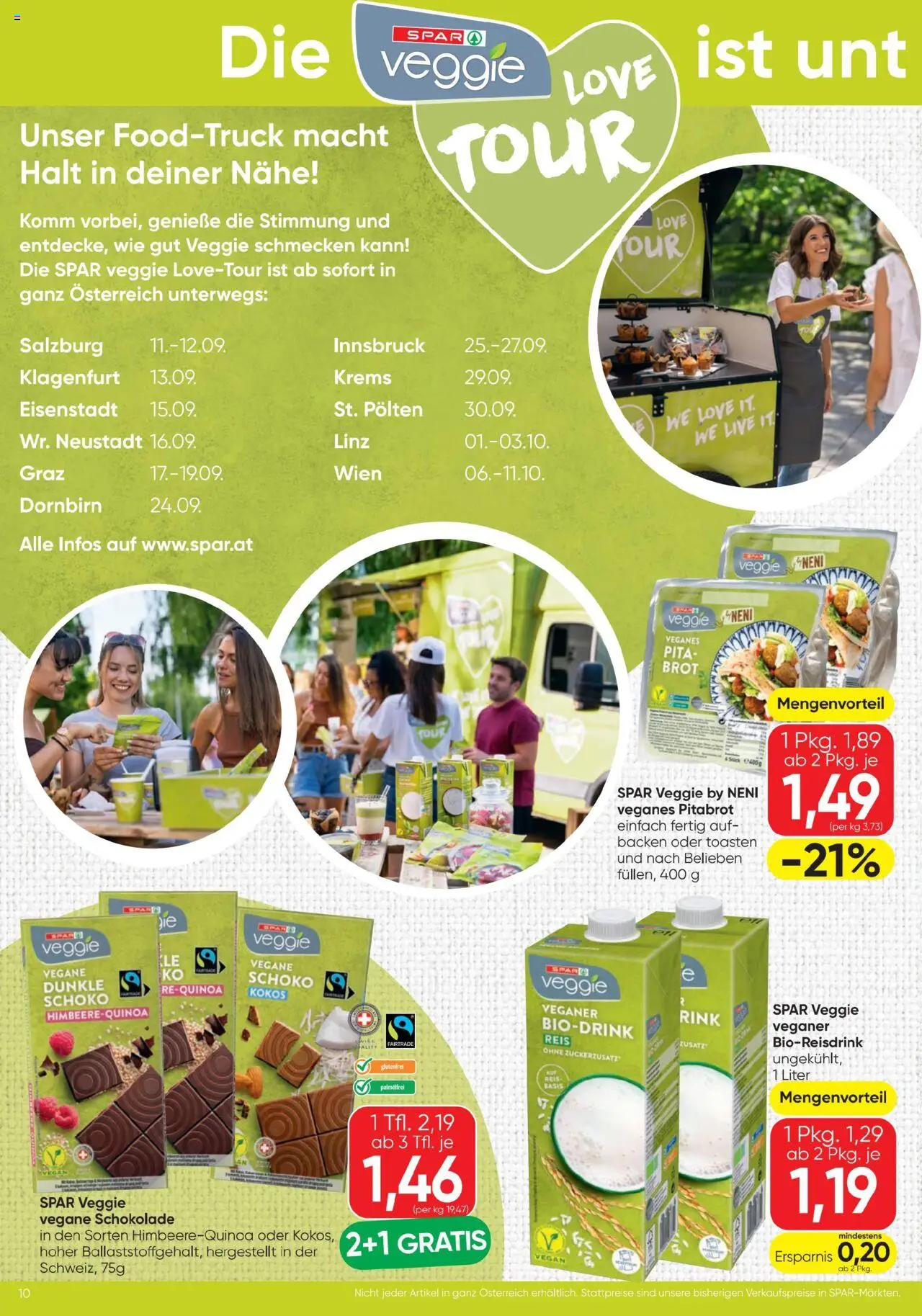 Spar Flugblatt gültig ab 11.09.2025 | Seite: 10 | Produkte: Brot, Schokolade, Reis