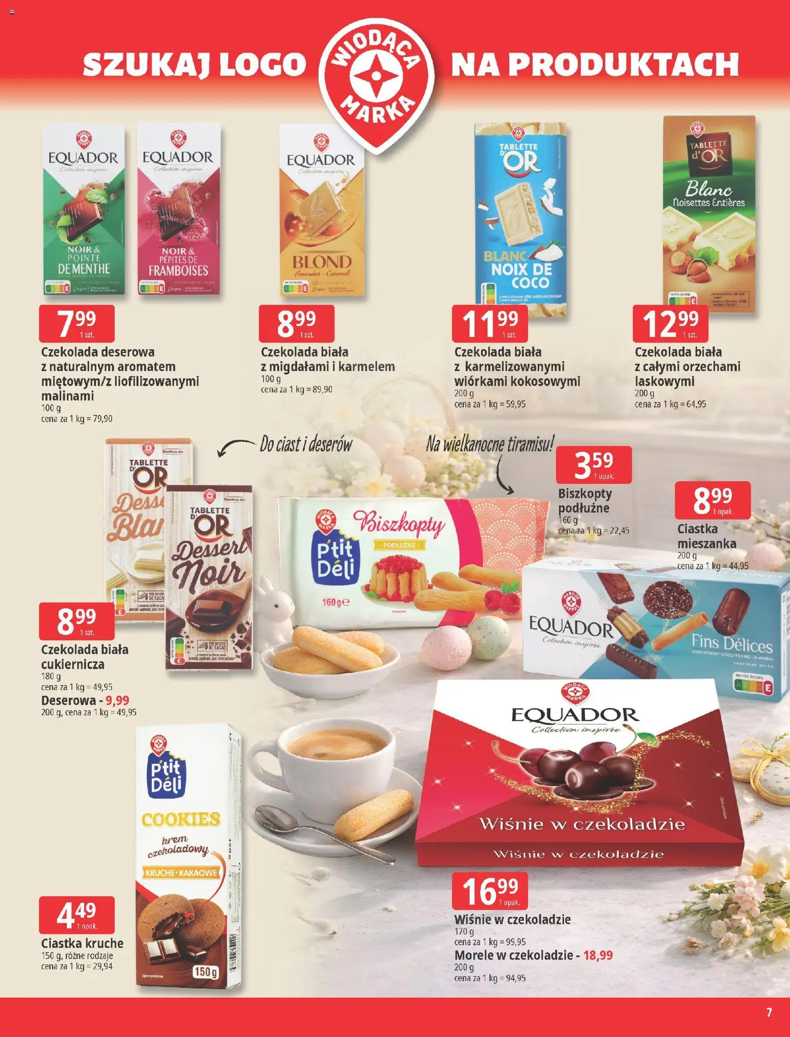 E.Leclerc gazetka - Tychy Wielkanoc od 24.03.2026 | Strona: 7 | Produkty: Ciastka kruche, Por, Biszkopty podłużne, Wiśnie