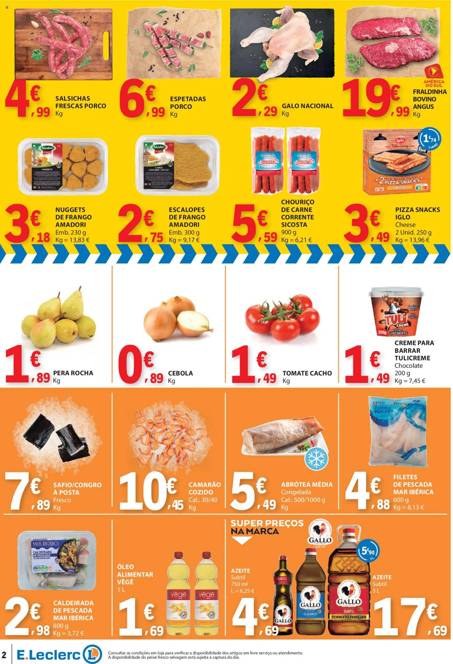 E.Leclerc Catálogo Fim de Semana │ válido de 24.10.2025 | Página: 2 | Produtos: Frango, Pescada, Tomate, Nuggets