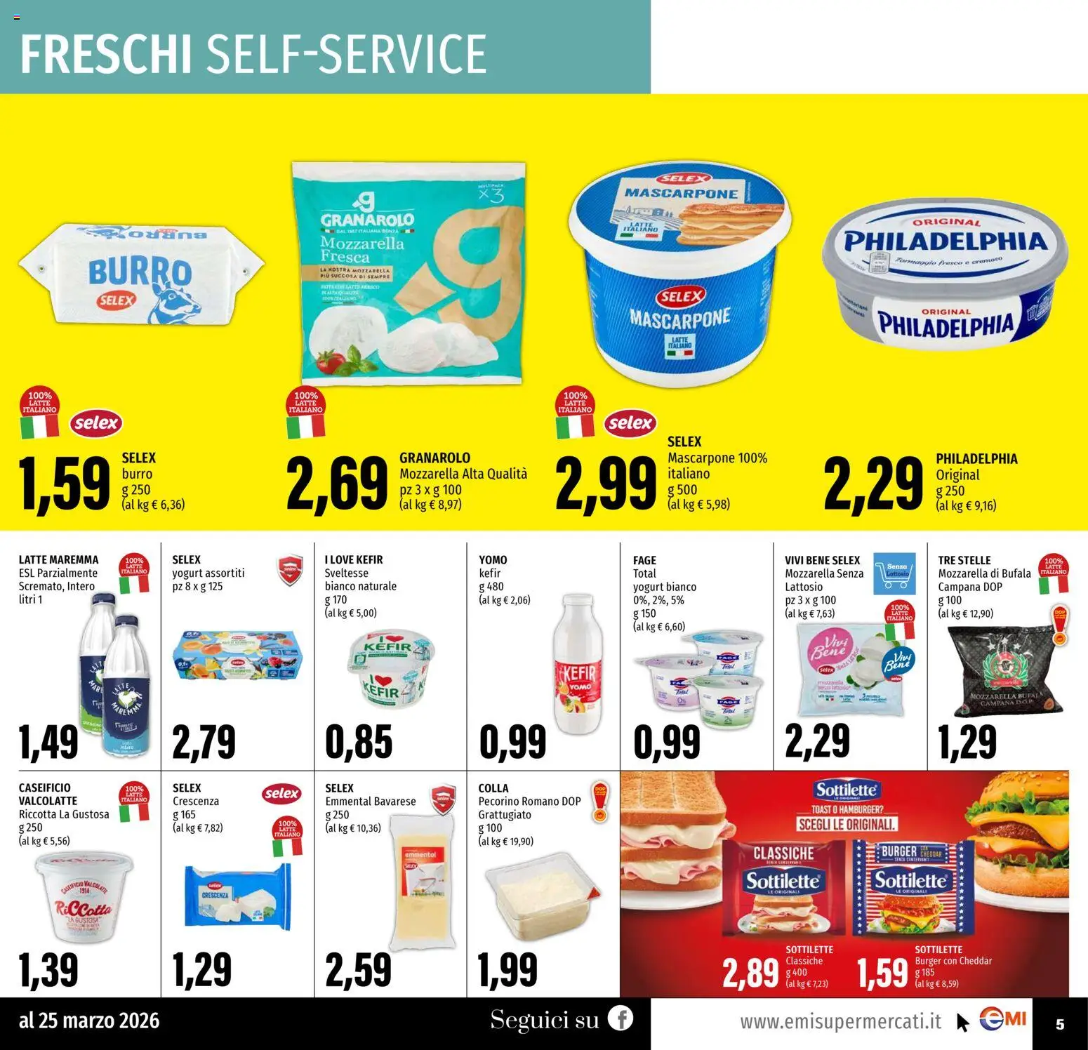 Volantino EMI del 16.03.2026 | Pagina: 5 | Prodotti: Yogurt, Latte, Mascarpone, Hamburger