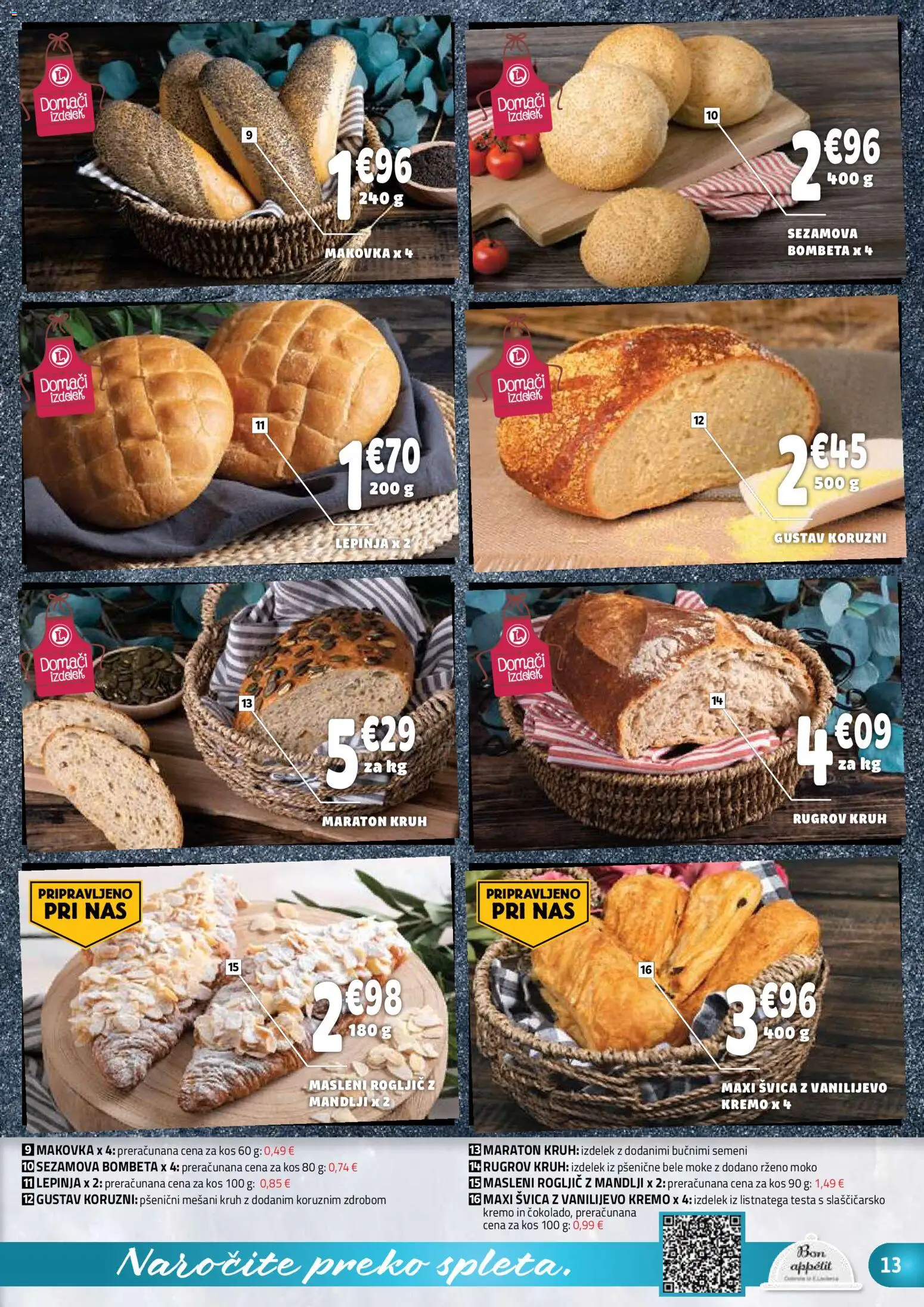 Novi E.leclerc katalog ponudbe – veljaven od 21.01.2026 | Stran: 13 | Izdelki: Lepinja, Mandlji, Kos, Kruh