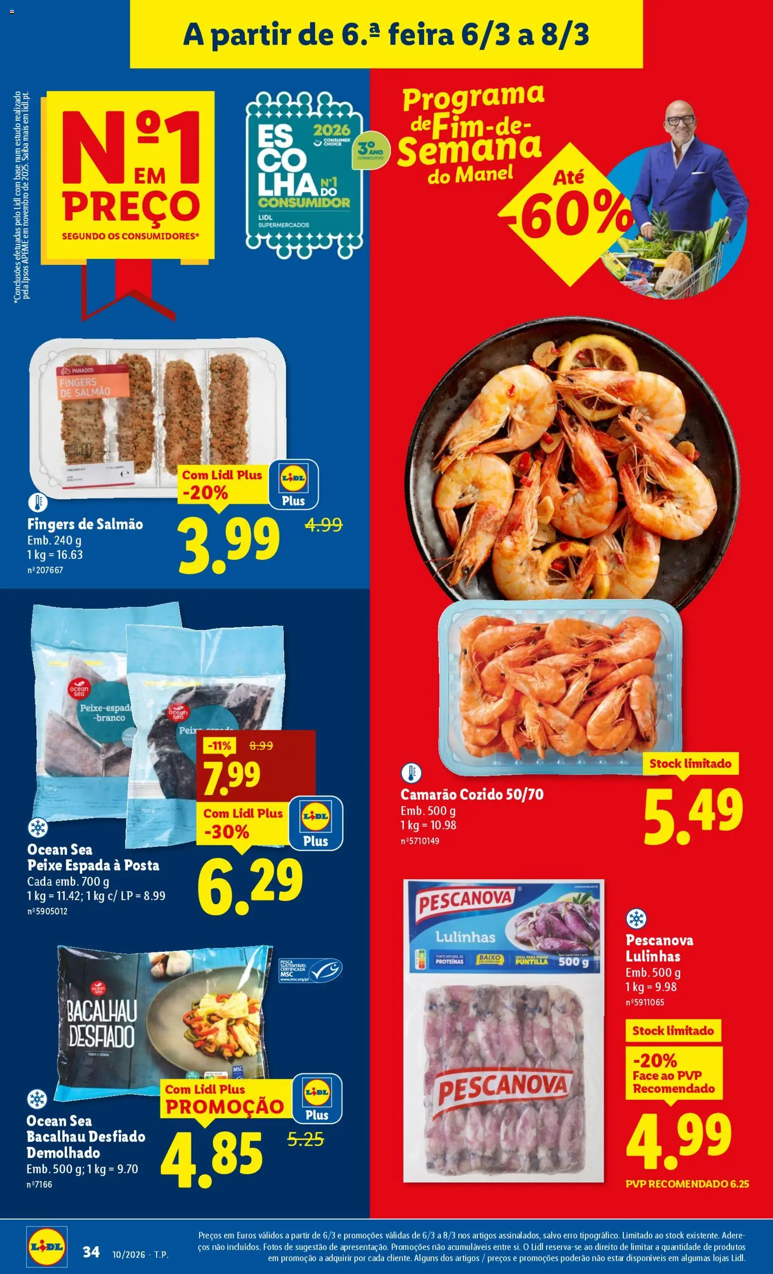 Lidl folheto │ válido de 02.03.2026 | Página: 34 | Produtos: Bacalhau, Camarão, Base, Peixe