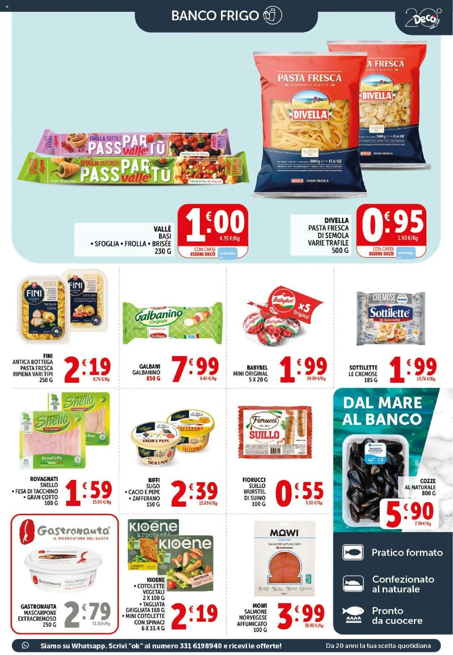 Volantino Decò del 17.03.2026 | Pagina: 9 | Prodotti: Salmone affumicato, Cozze, Suino, Pasta