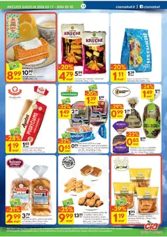 ČIA MARKET leidinys galioja nuo 17.03.2026 | Puslapis: 11 | Prekių: Sausainiai, Pyragas, Duona, Varškė