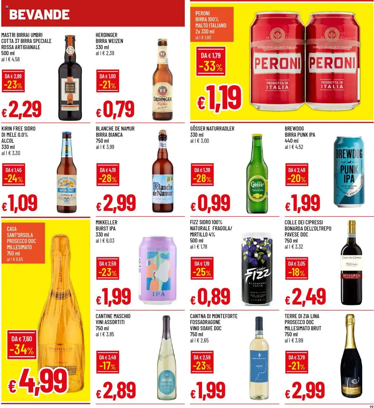 Volantino Famila del 18.08.2025 | Pagina: 19 | Prodotti: Birra, Mele, Prosecco, Vino
