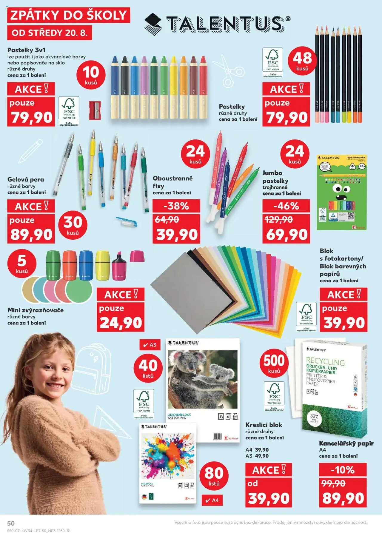 Kaufland leták - Ostrava od 20.08.2025 | Strana: 50 | Produkty: Kancelářský papír, Papír A4, Blok, Talentus