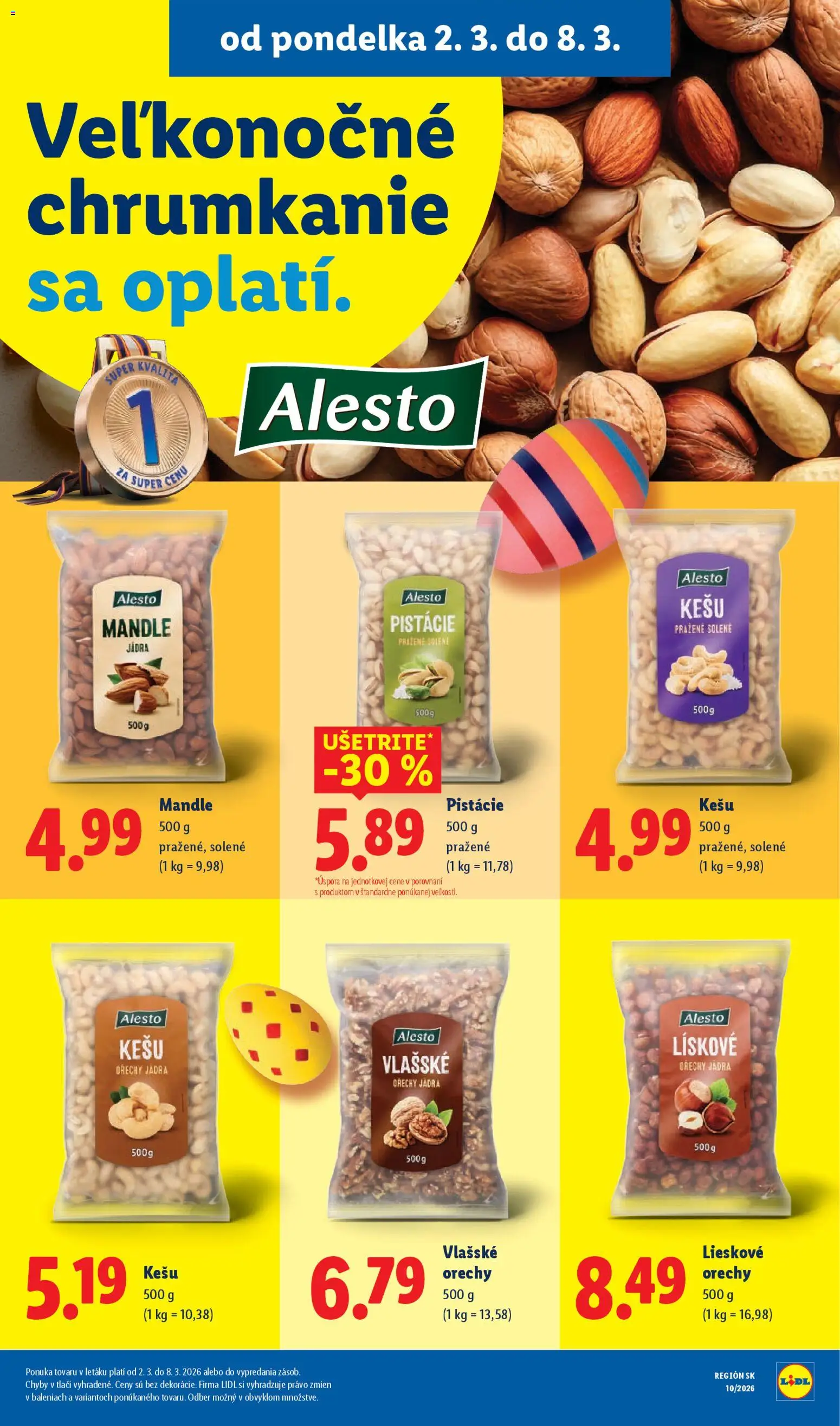 Nové Lidl akcie – leták je platný od 02.03.2026 | Strana: 38 | Produkty: Orechy, Pistácie, Mandle, Kešu orechy