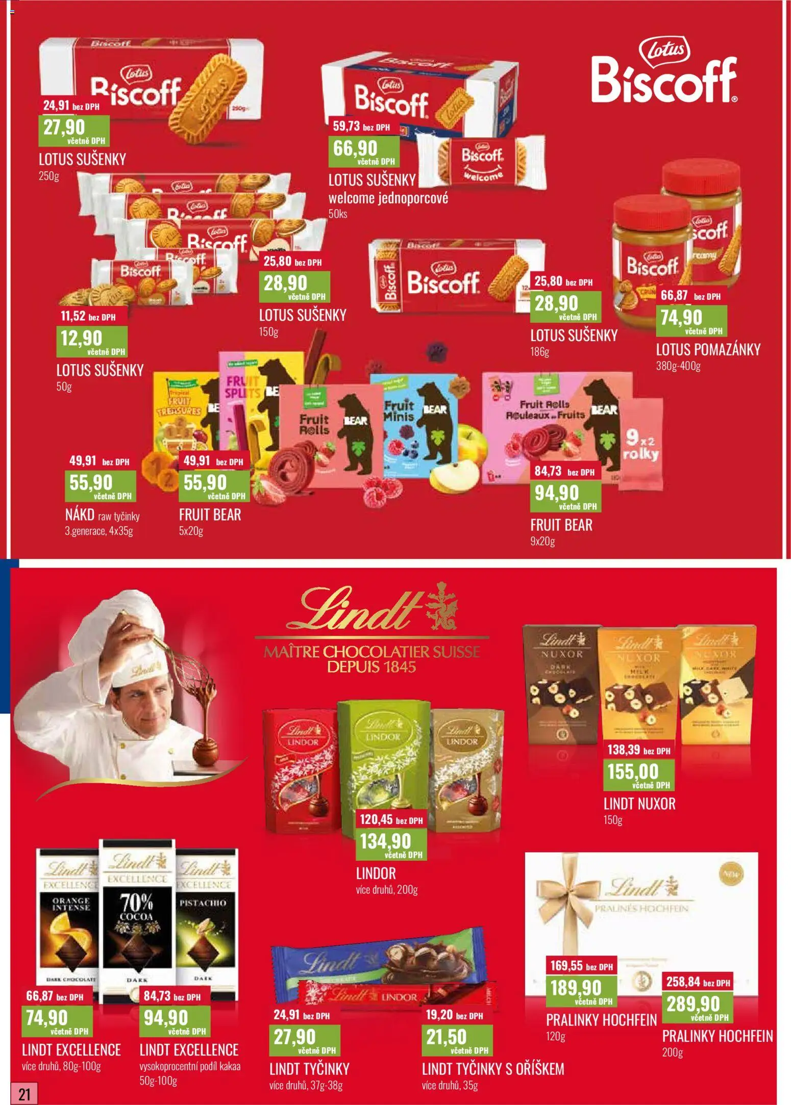 Ratio leták od 01.03.2026 | Strana: 21 | Produkty: Lotus sušenky, Pomazánky, Lindt, Lotus Biscoff