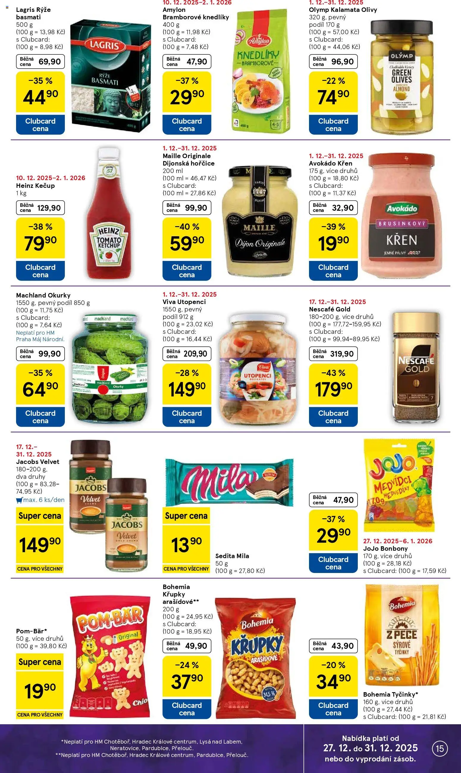 Tesco leták - Hypermarket od 27.12.2025 | Strana: 15 | Produkty: JOJO bonbóny, Utopenci, Nescafé, Velvet