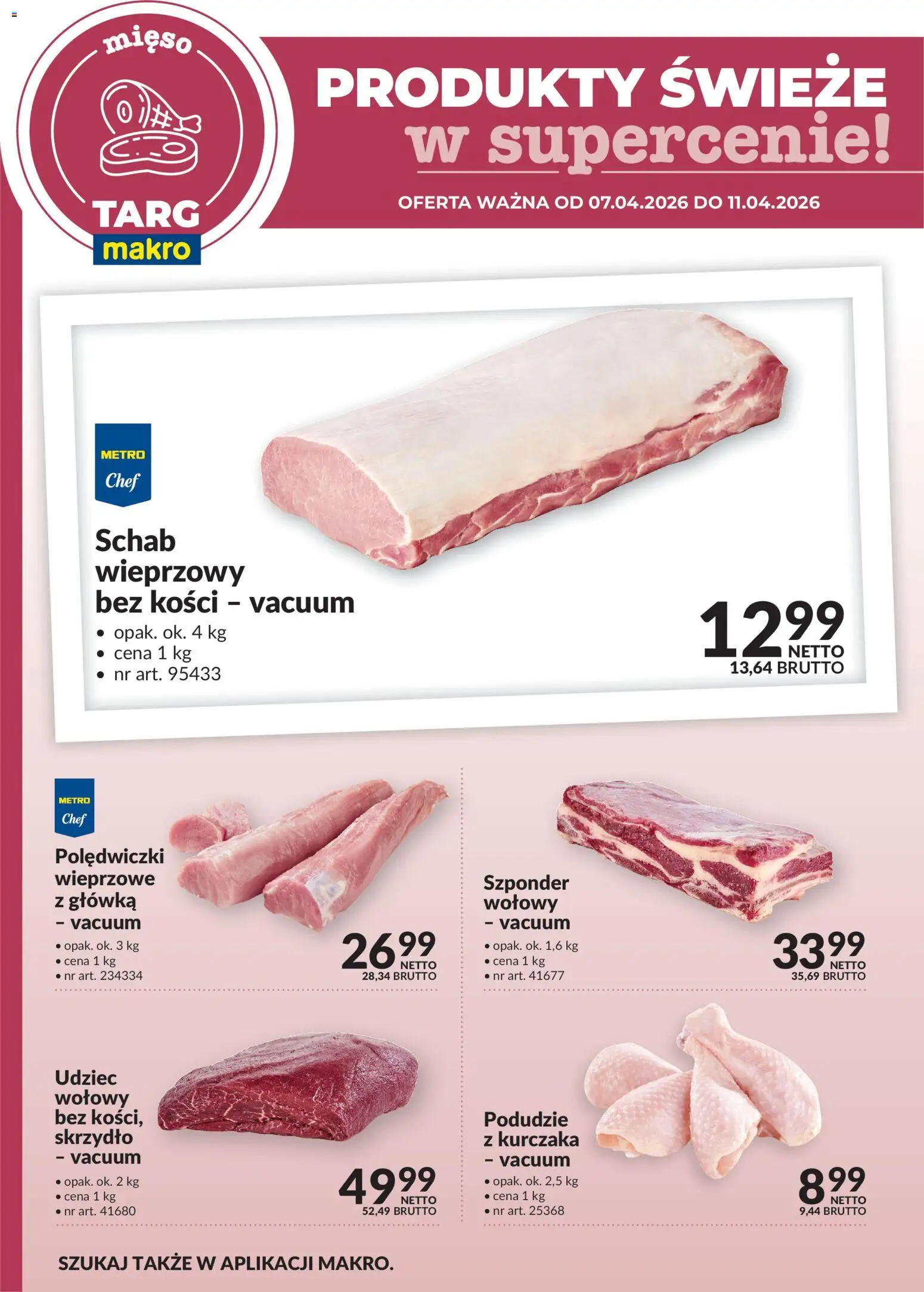 Makro gazetka - Oferta świeża w super cenach od 07.04.2026 | Strona: 2 | Produkty: Schab, Mięso, Schab wieprzowy bez kości, Polędwiczki wieprzowe