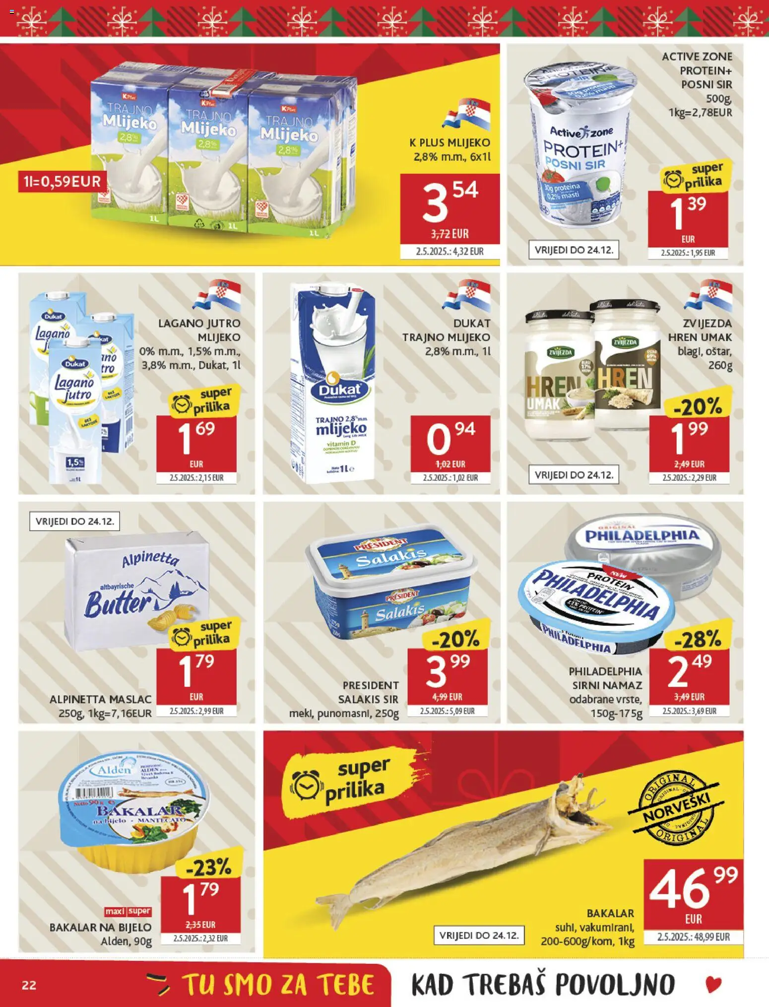 Konzum katalog | vrijedi od 10.12.2025 | Stranica: 22 | Proizvodi: Feta, Mlijeko, Maslac, Trajno mlijeko