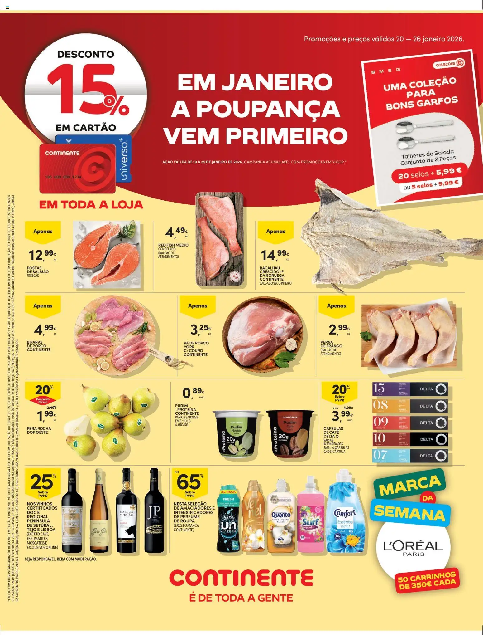 Continente - Madeira │ válido de 20.01.2026 | Página: 1 | Produtos: Bacalhau, Delta q, Garfos, Pá