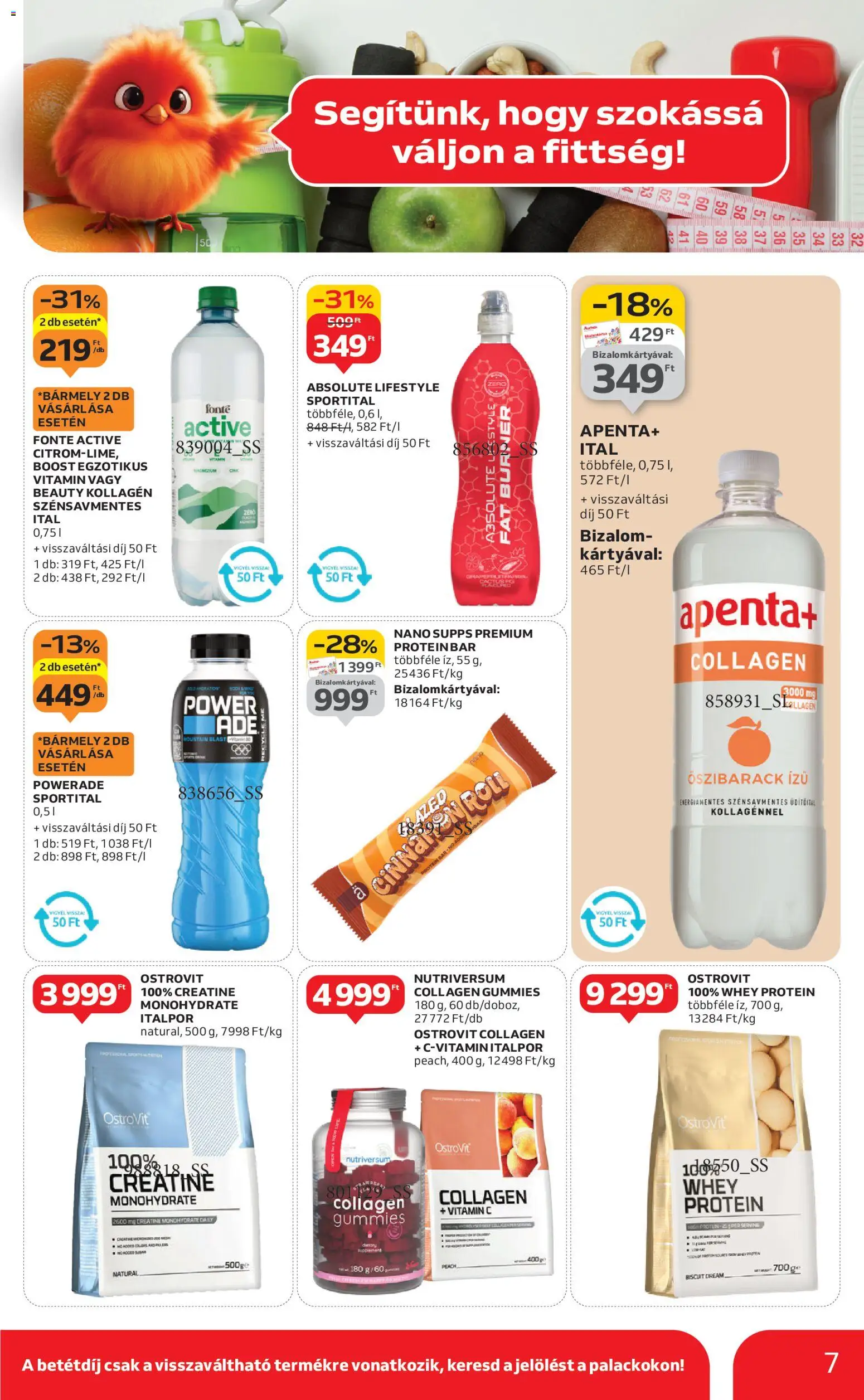 Auchan akciós ujság - amely érvényes a következő dátumtól: 15.01.2026 | Oldal: 7 | Termékek: Protein, Kollagén, Vitamin c, Italpor