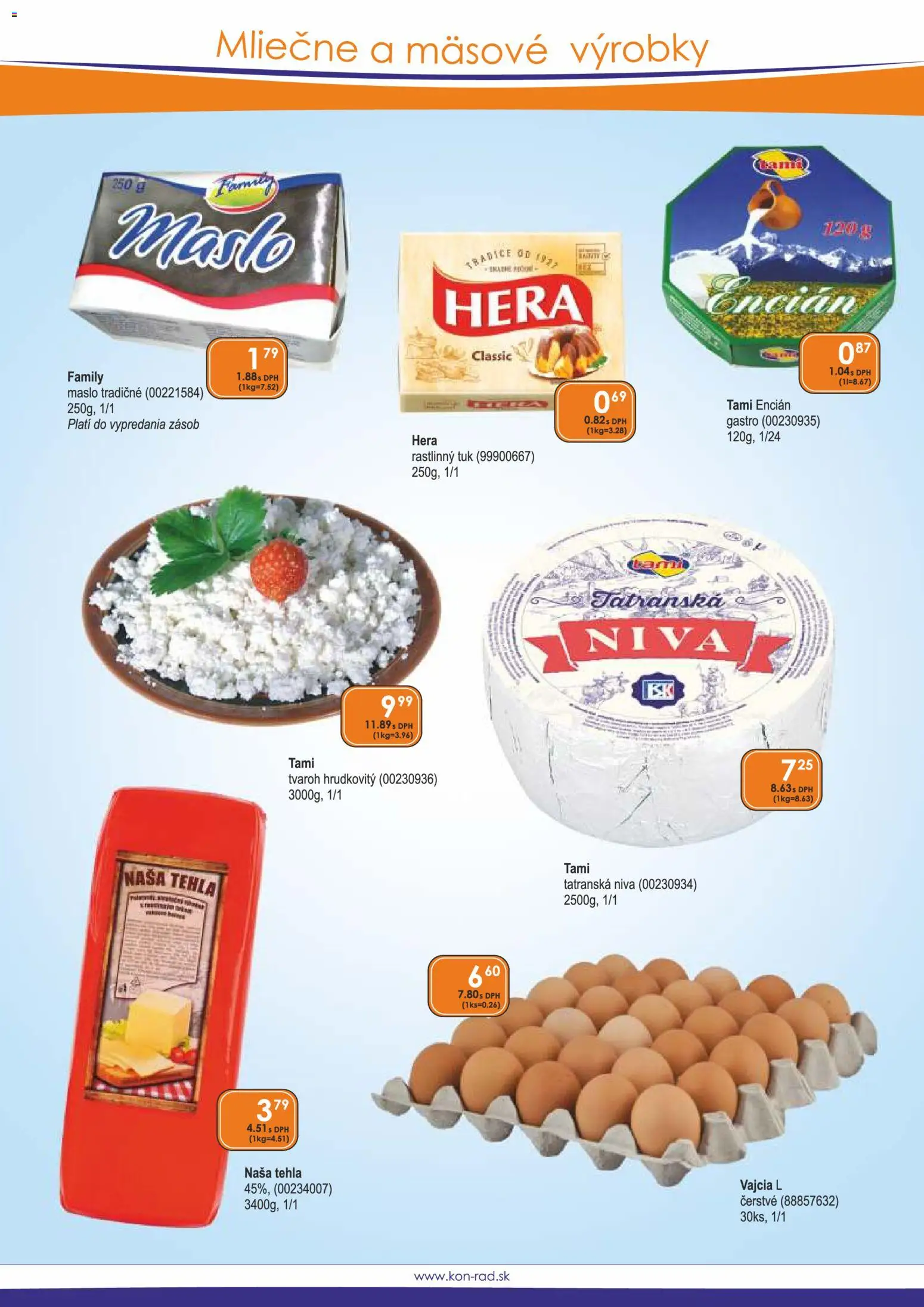 Nové KON - RAD akcie – leták je platný od 01.12.2025 | Strana: 48 | Produkty: Maslo, Vajcia, Encián, Hera