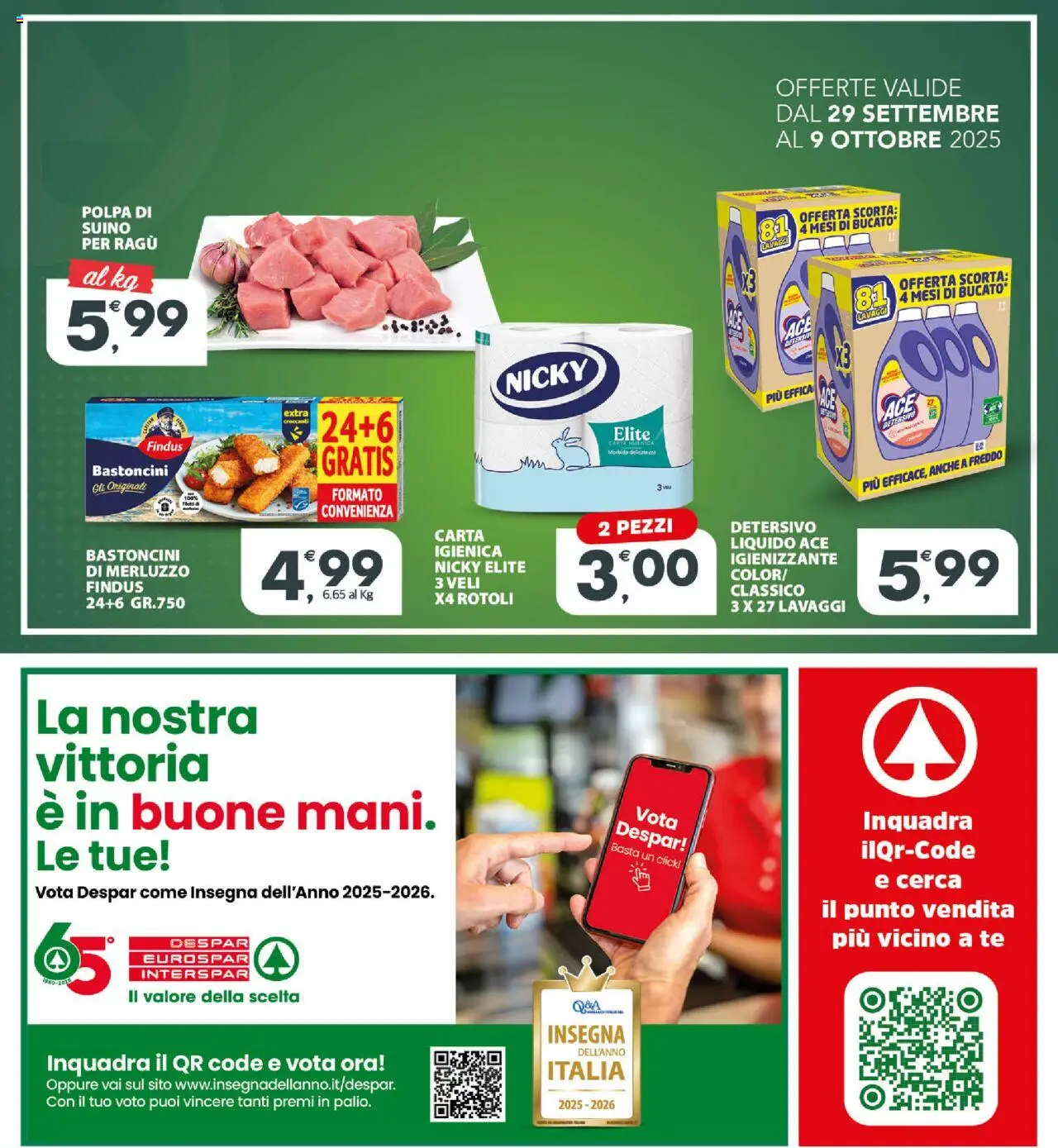 Volantino Eurospar del 29.09.2025 | Pagina: 24 | Prodotti: Tè, Merluzzo, Suino, Ragú