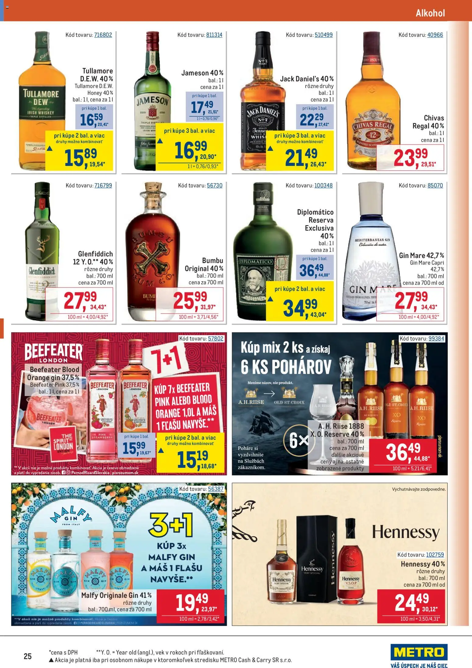 Nové Metro akcie – leták je platný od 28.01.2026 | Strana: 25 | Produkty: Regál, Diplomatico, Jameson, Gin