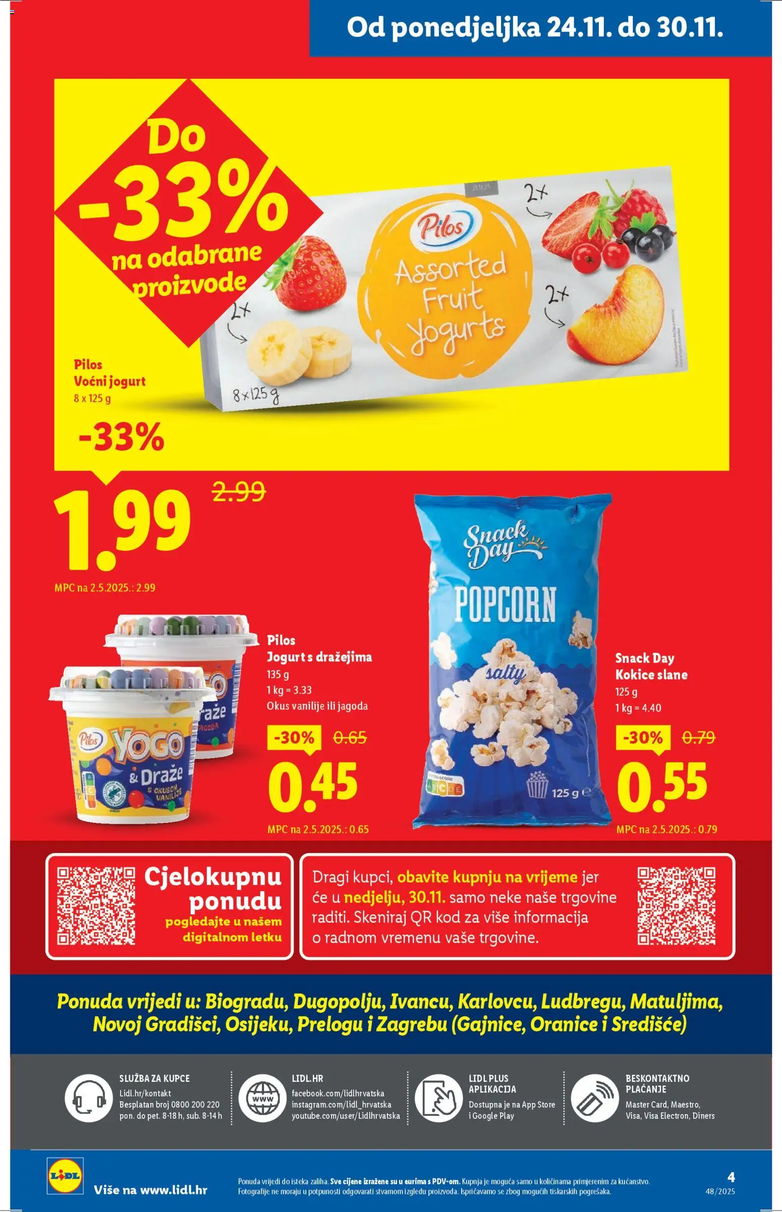 Lidl katalog | vrijedi od 24.11.2025 | Stranica: 4 | Proizvodi: Jogurt, Voćni jogurt, Kokice