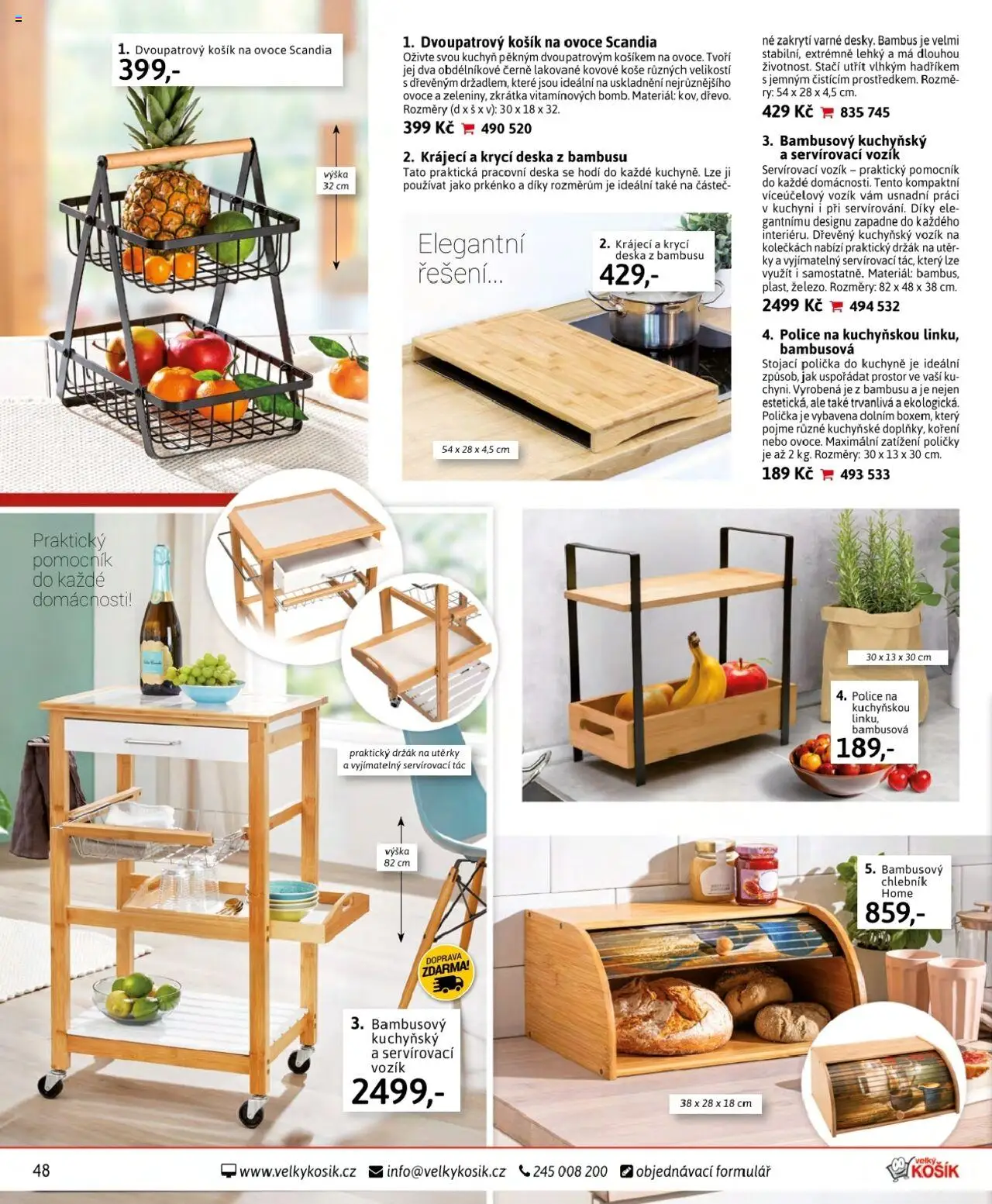 Velký Košík katalog - srpen od 01.08.2025 | Strana: 48 | Produkty: Košík, Tác, Prkénko, Kuchyně