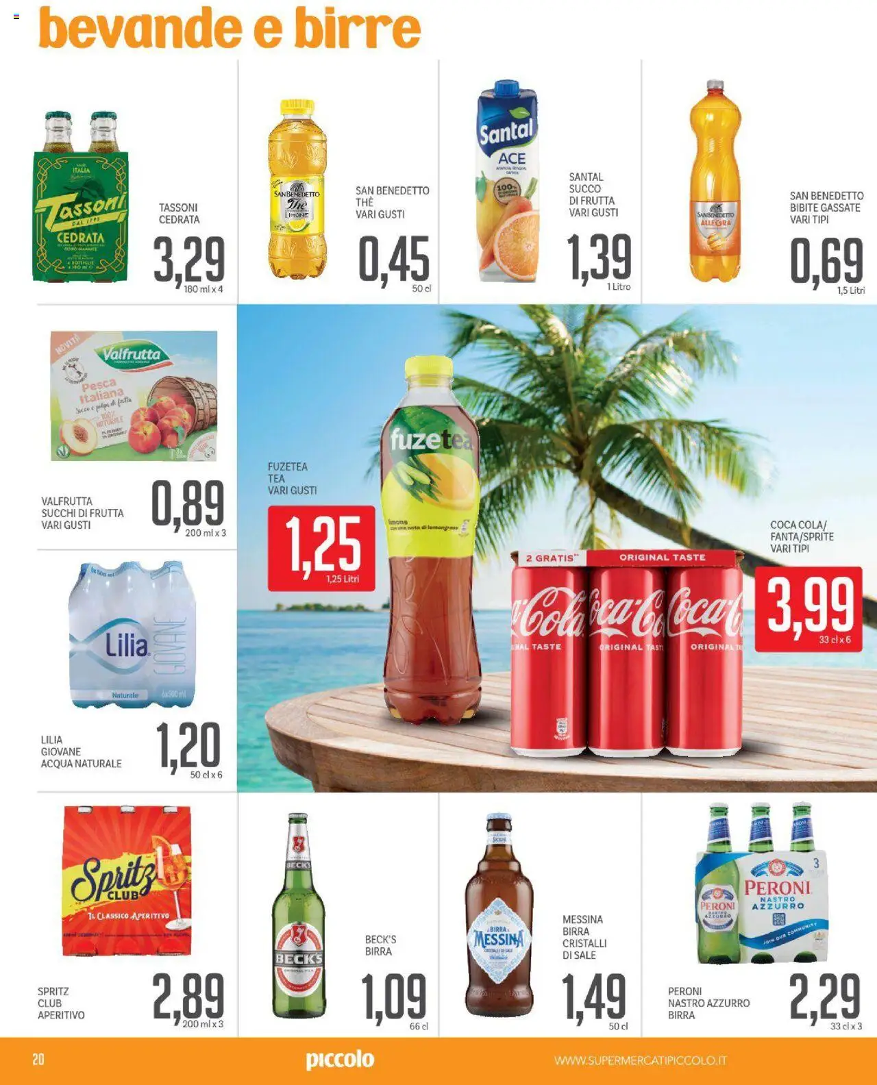 Volantino Piccolo del 14.08.2025 | Pagina: 20 | Prodotti: Acqua, Sale, Acqua naturale, Cedrata