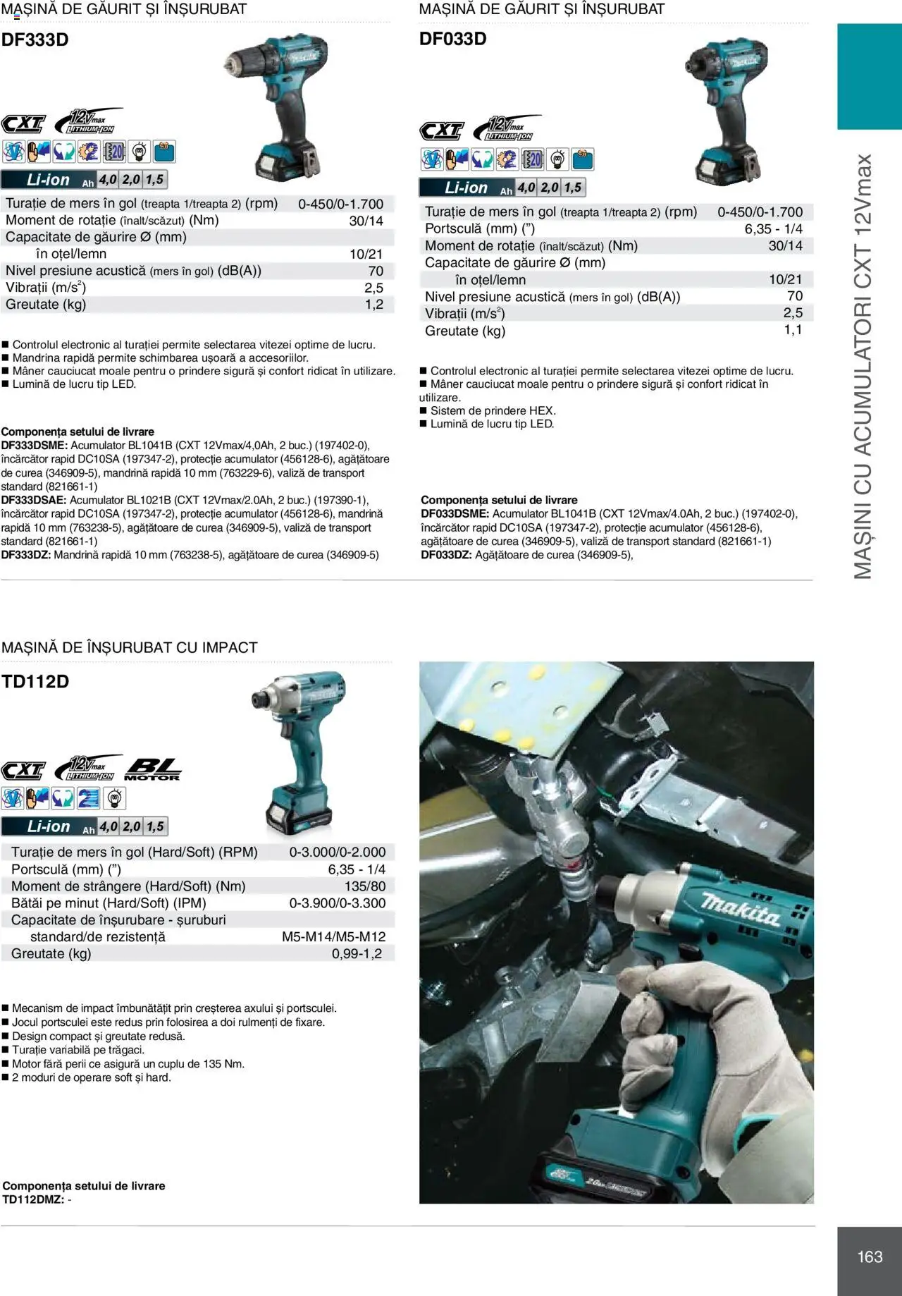 Noul catalog Makita – valabil de la 08.01.2025 | Pagină: 163 | Produse: Valiză, Mașină de găurit, Curea, Încărcător