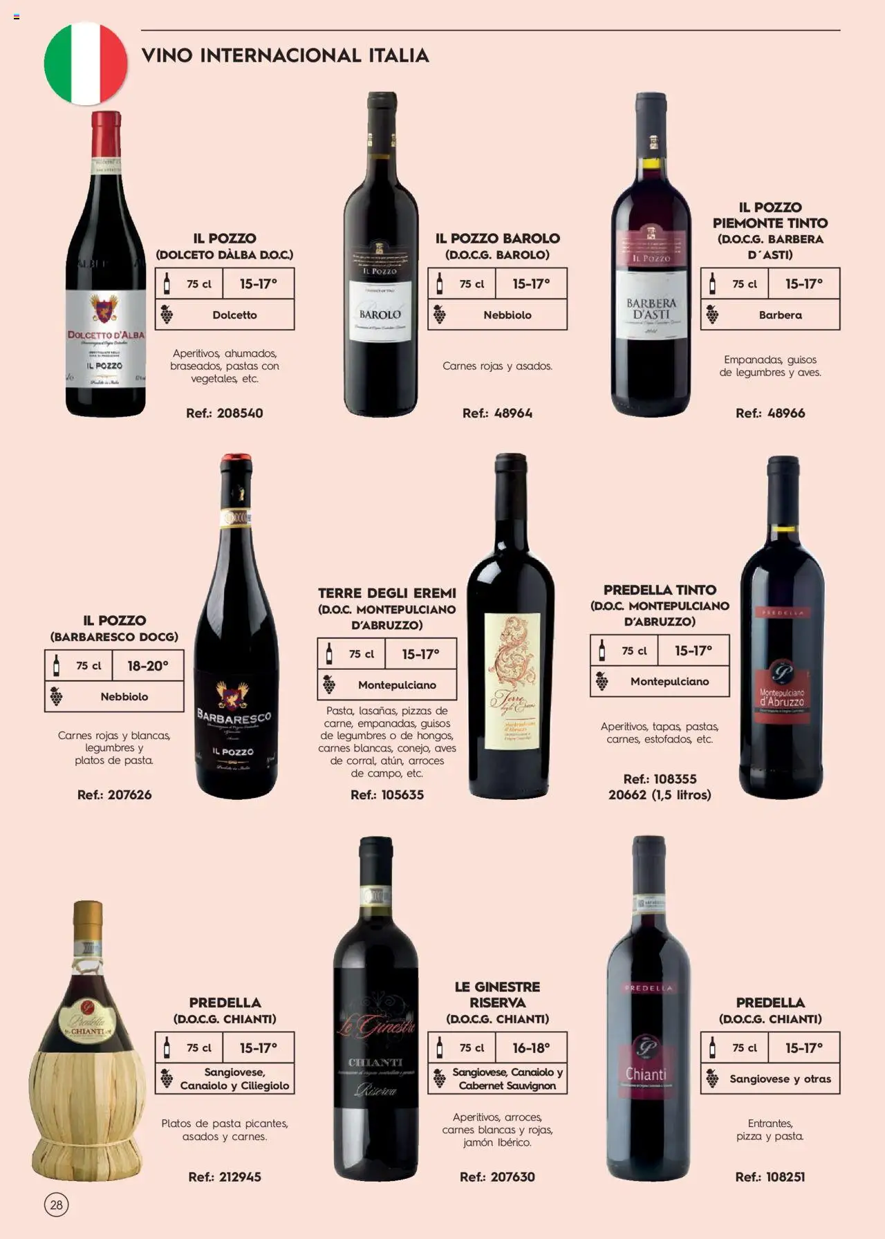 Makro Guia de vinos │ válido desde el 02.01.2025 | Página: 28 | Productos: Jamón, Pizza, Vino, Pasta