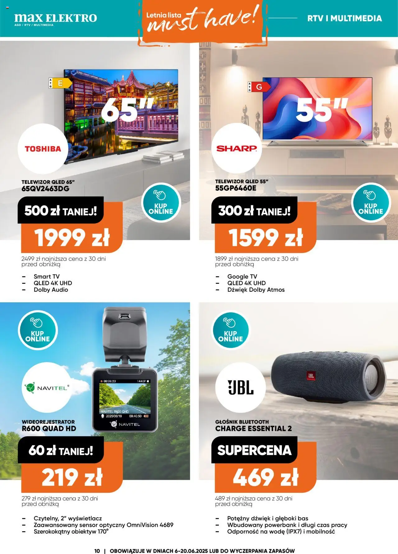 Max elektro Gazetka od 06.06.2025 | Strona: 10 | Produkty: Telewizor, Głośnik, Głośnik bluetooth, Powerbank