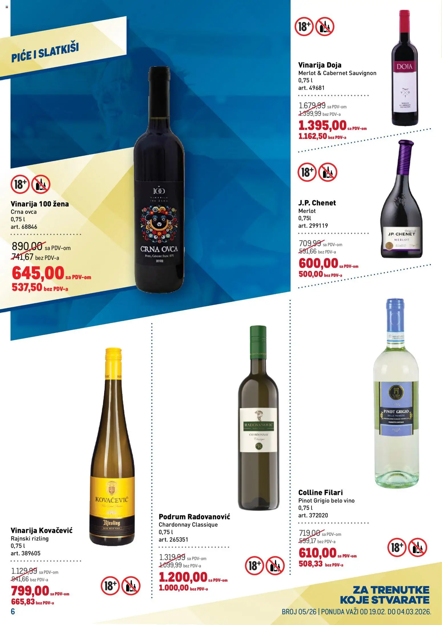 Metro katalog - važi od 19.02.2026 | Strana: 6 | Proizvode: Chardonnay, Cabernet Sauvignon, Belo vino, Vino