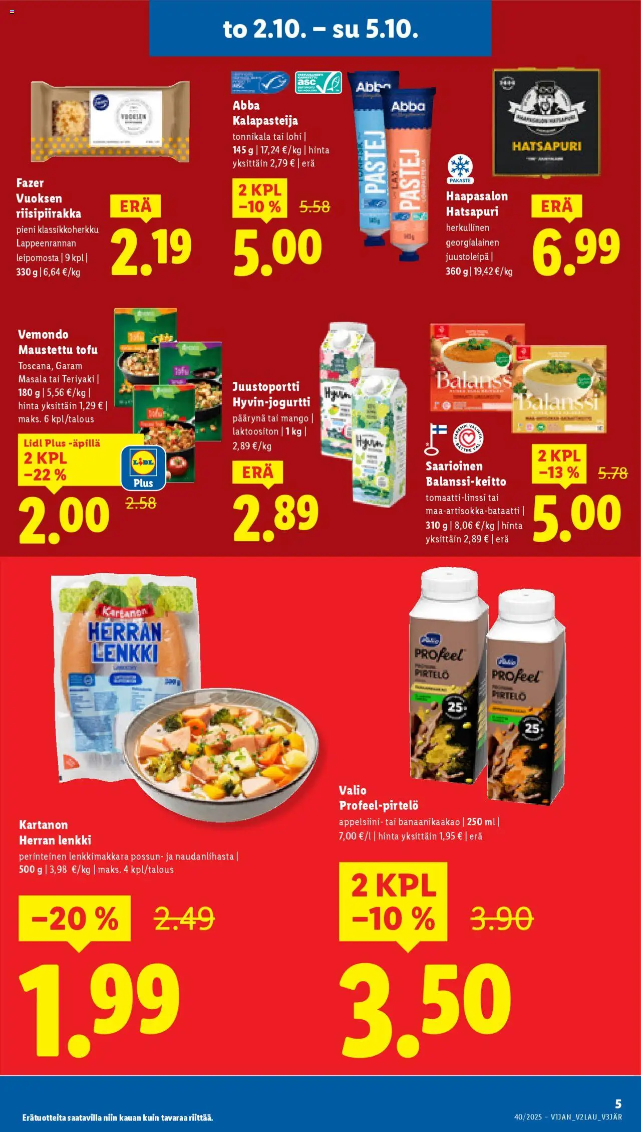 Lidl tarjoukset - Helsinki – voimassa 02.10.2025 alkaen | Sivu: 7 | Tuotteet: Lohi, Mango, Pirtelö, Tonnikala