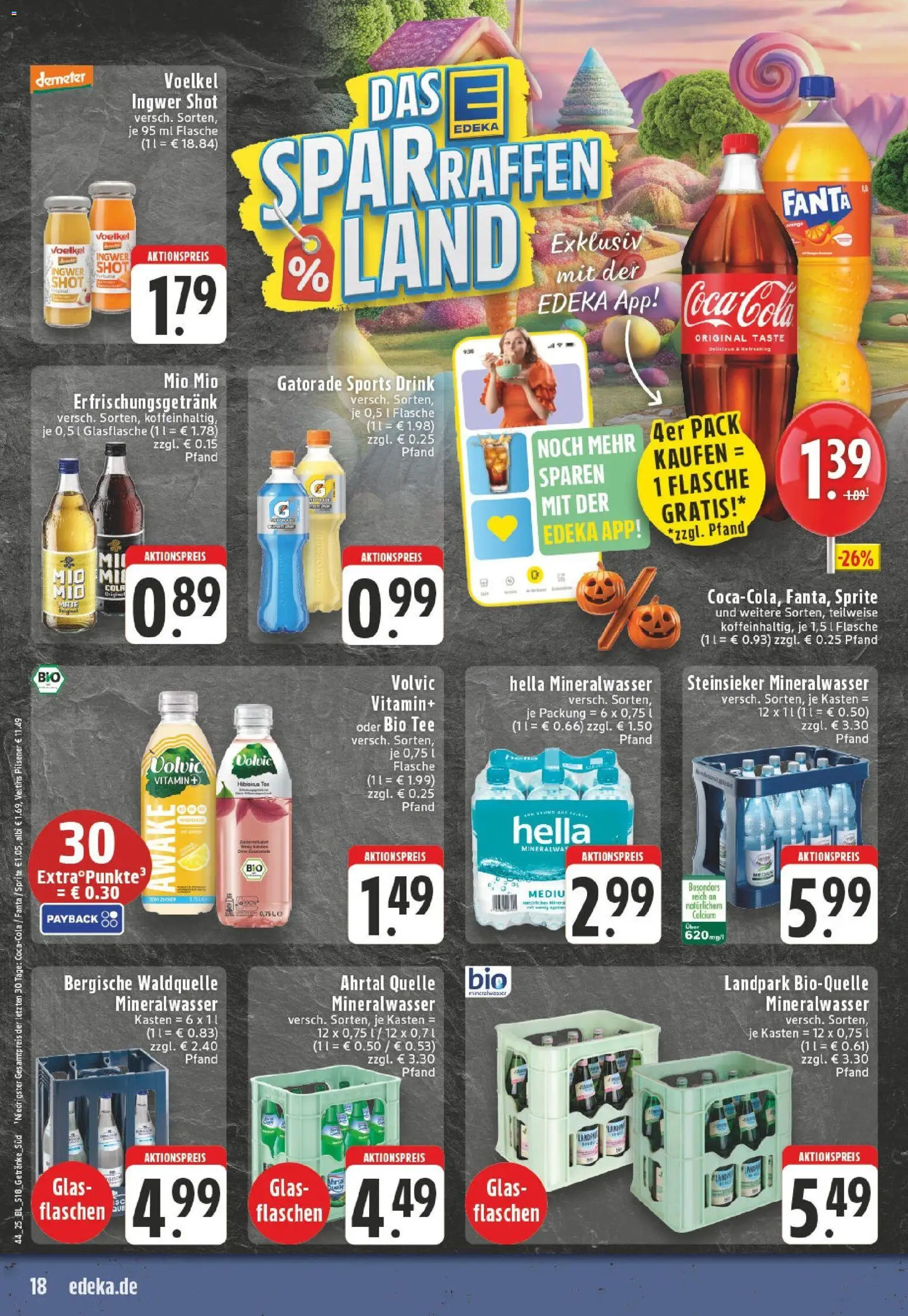 Edeka prospekt Königswinter-Stieldorf	 – gültig ab 26.10.2025 | Seite: 18 | Produkte: Cola, Mineralwasser, Hella, Volvic