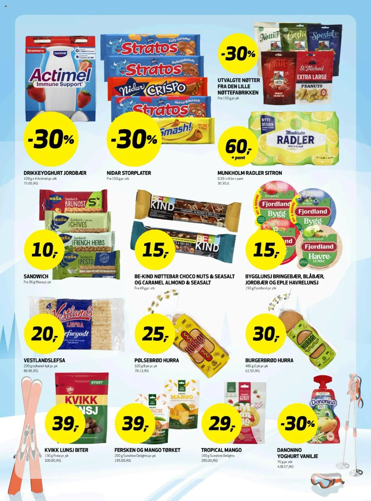 {H1} | Side: 19 | Produkter: Yoghurt, Jordbær, Brunost, Pølsebrød