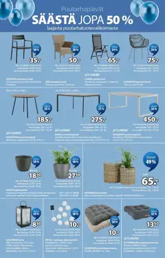 JYSK-mainoslehti voimassa 19.03.2026 alkaen | Sivu: 2 | Tuotteet: Lyhty, Tuoli, Kukkaruukku, Pinottava tuoli