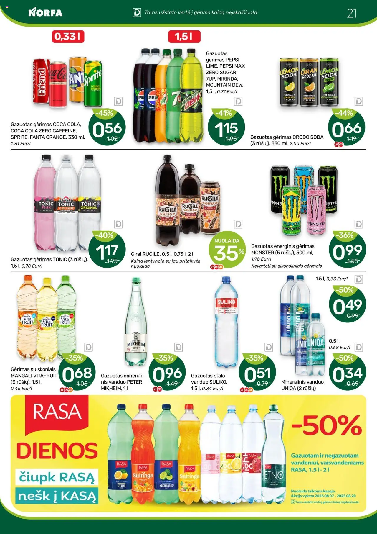 NORFA leidinys│galioja nuo 07.08.2025 | Puslapis: 21 | Prekių: Energinis gėrimas, Mineralinis vanduo