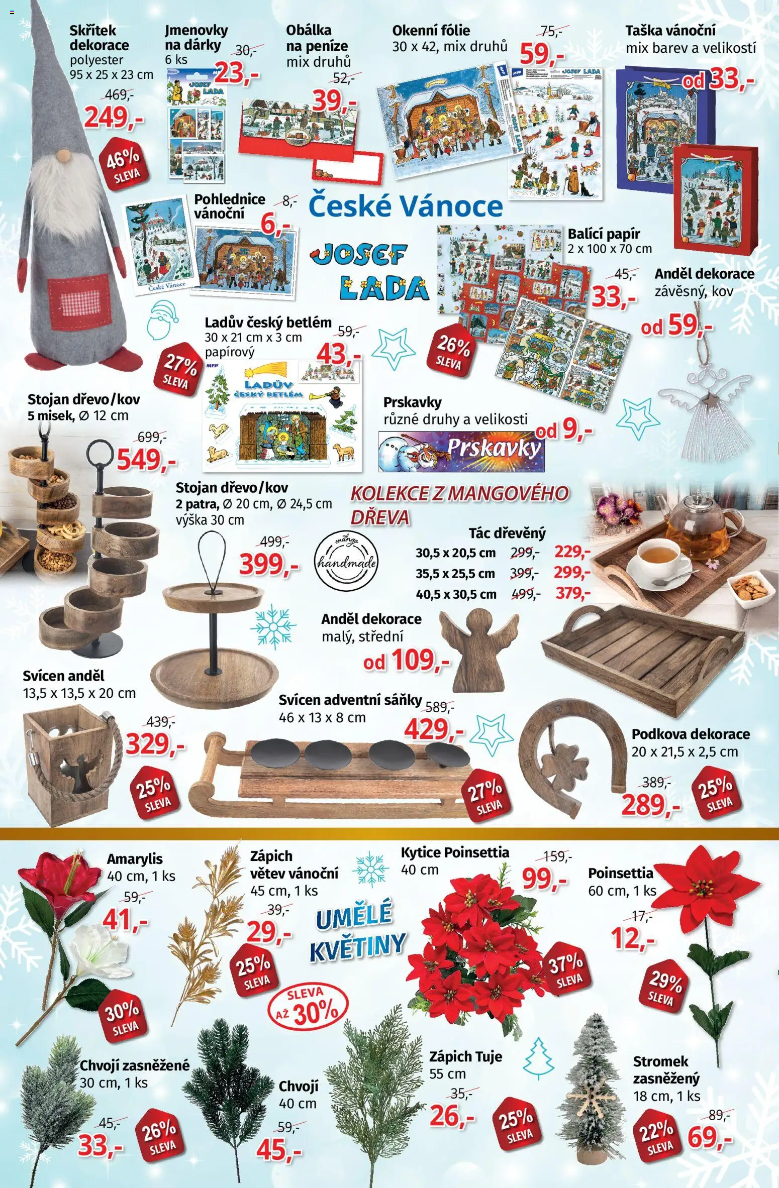 Prior - Akční Nabídka od 11.11.2025 | Strana: 2 | Produkty: Umělé květiny, Tác, Květiny, Vánoční dekorace