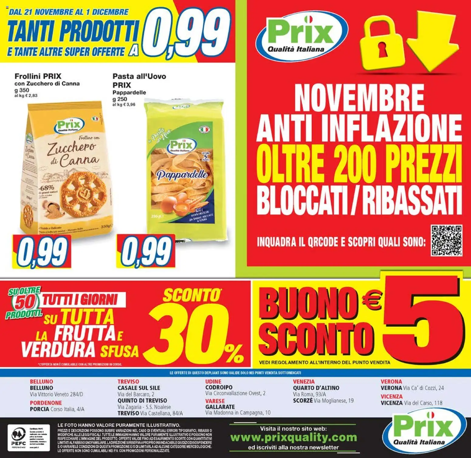 Volantino Prix del 21.11.2025 | Pagina: 16 | Prodotti: Uova, Zucchero, Pasta, Frollini