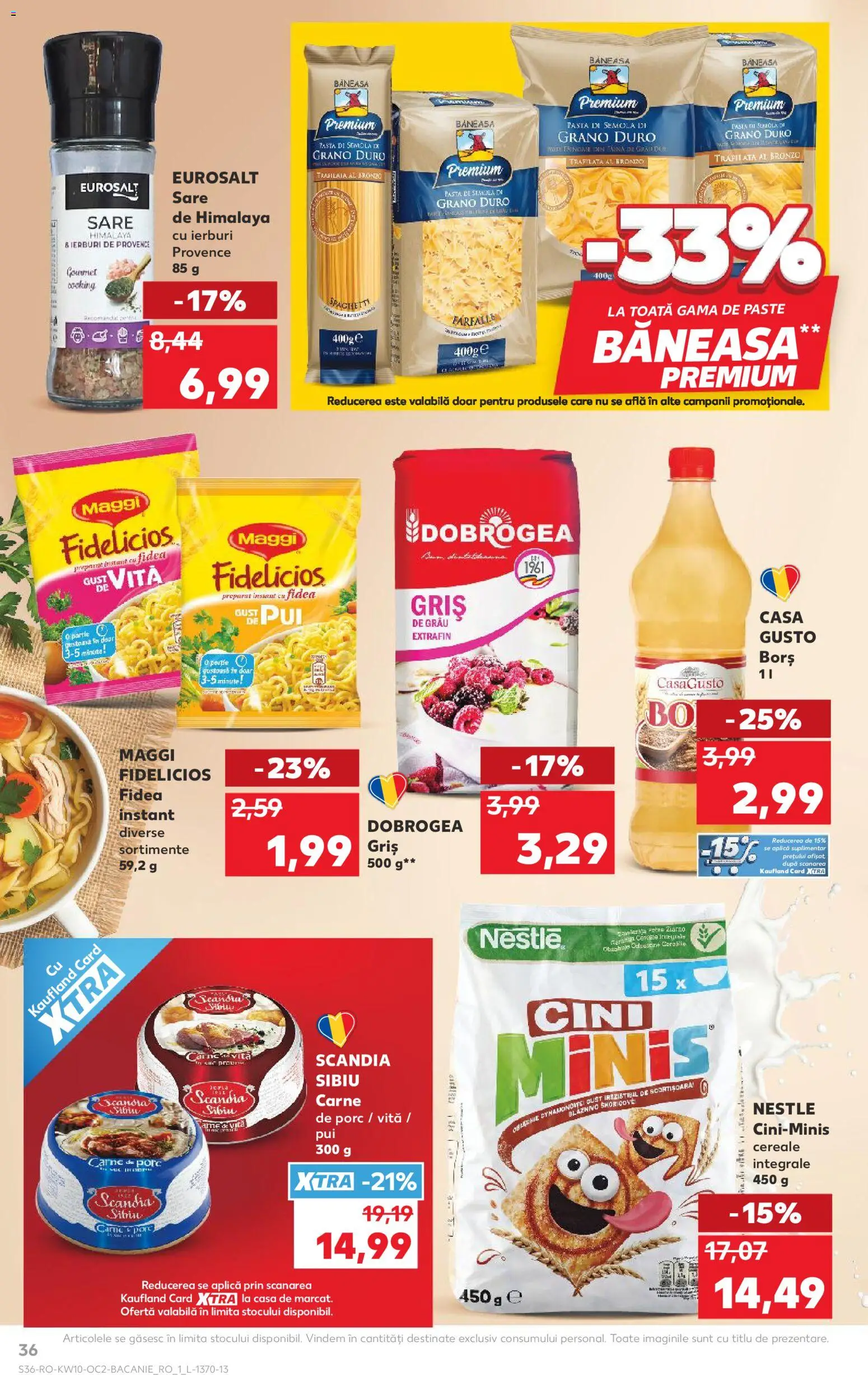 Noul catalog Kaufland – valabil de la 04.03.2026 | Pagină: 36 | Produse: Borș, Cereale, Paste, Sare
