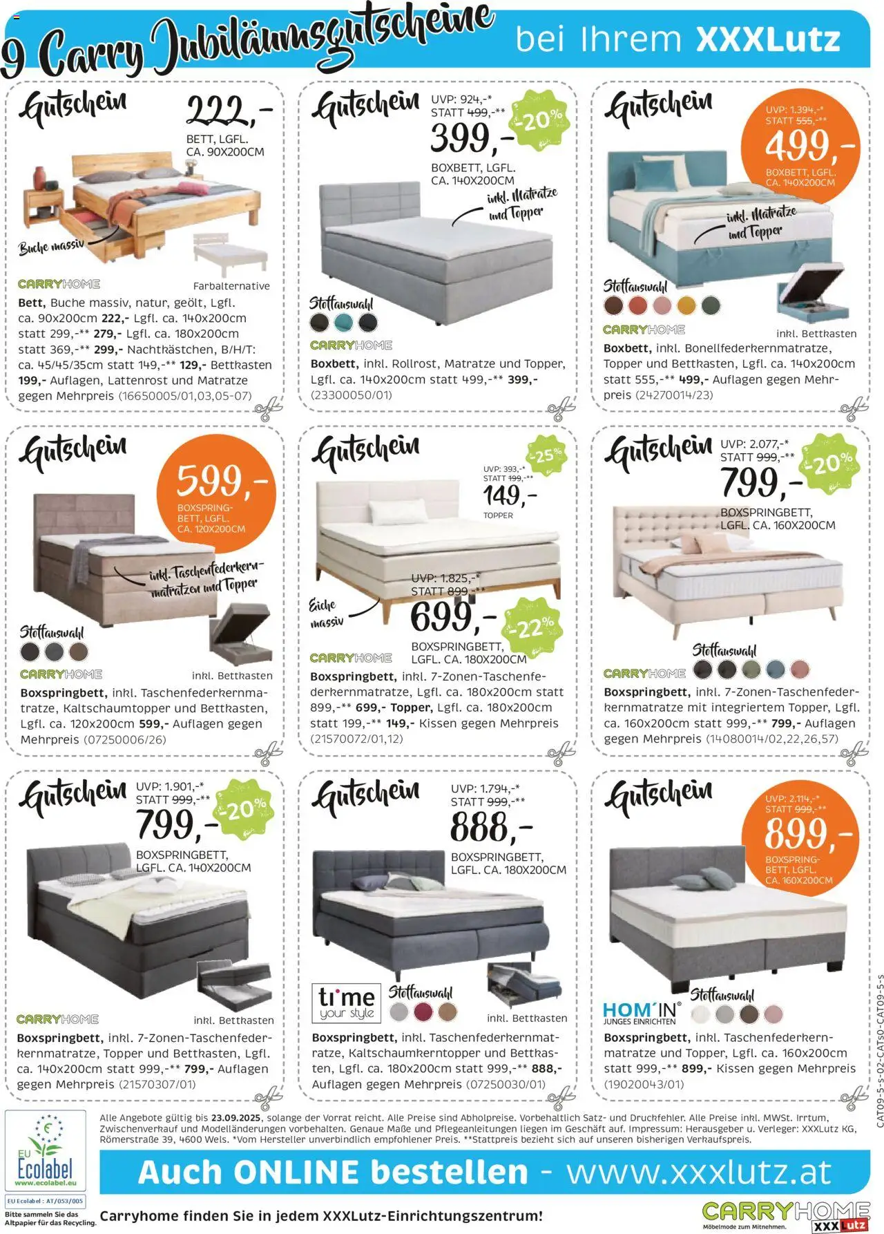 XXXLutz Schlafzimmermöbel  gültig ab 09.09.2025 | Seite: 2 | Produkte: Matratze, Kissen, Lattenrost