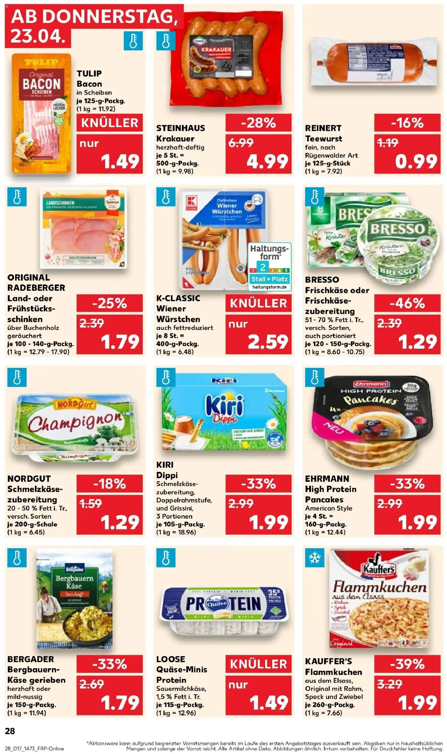 Kaufland Prospekt Arnstadt	 – gültig ab 23.04.2026 | Seite: 28 | Produkte: Wiener wurstchen, Bresso, Schinken, Frischkase