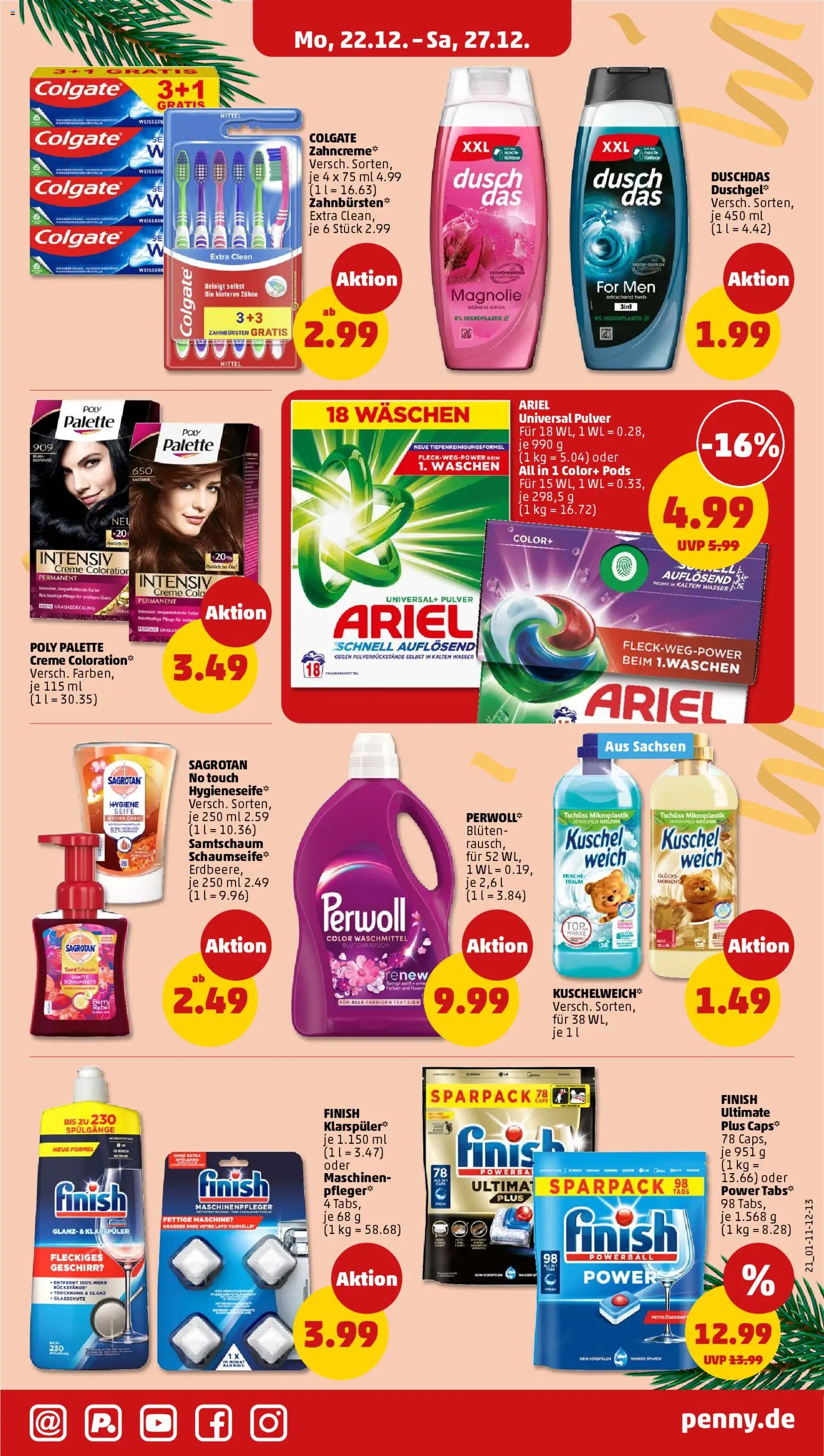 Penny Prospekt 	 – gültig ab 22.12.2025 | Seite: 25 | Produkte: Perwoll, Wasser, Waschmittel, Klarspüler