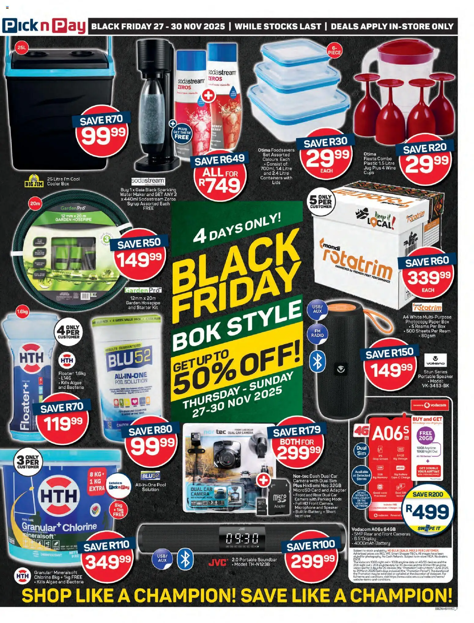 New Pick n Pay catalogue – valid from 27.11.2025 | Page: 7 | Products: Soundbar, Wine, Stock, Syrup