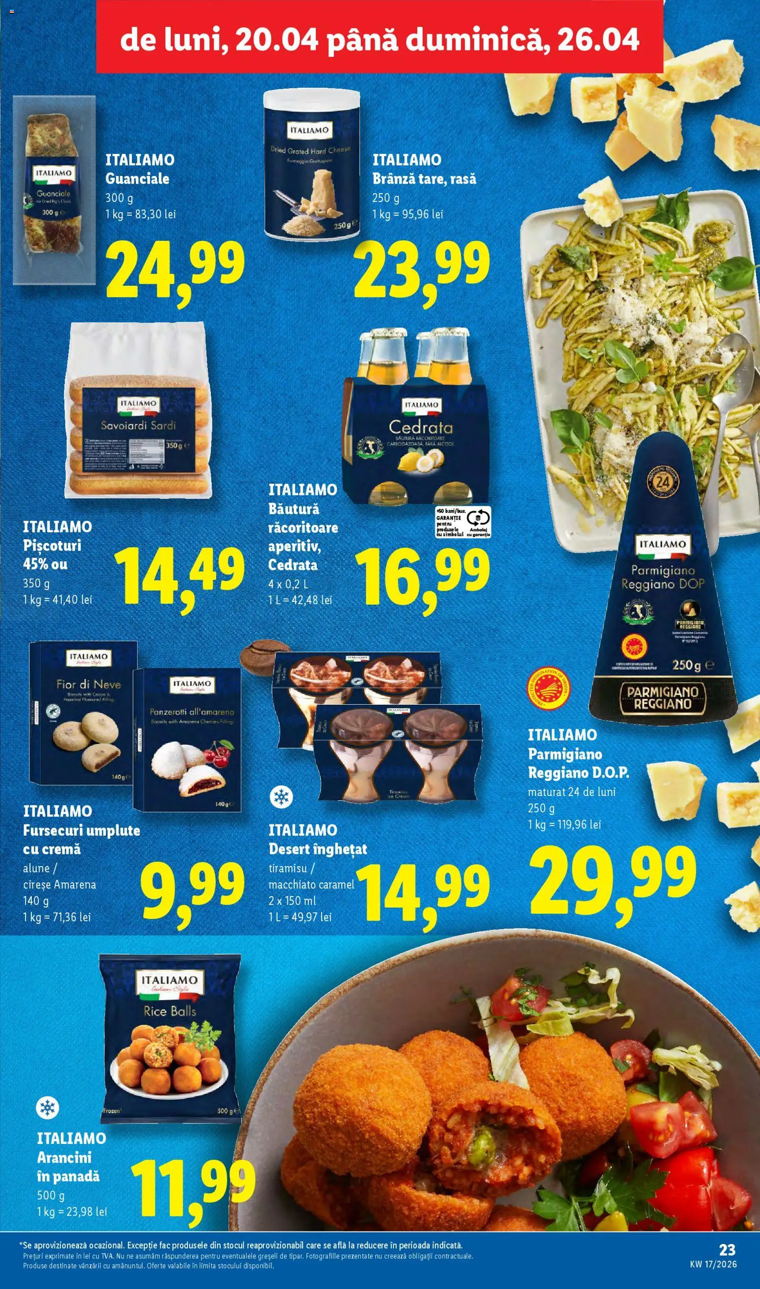Noul catalog Lidl – valabil de la 20.04.2026 | Pagină: 23 | Produse: Brânză, Cremă, Tiramisu, Cireșe