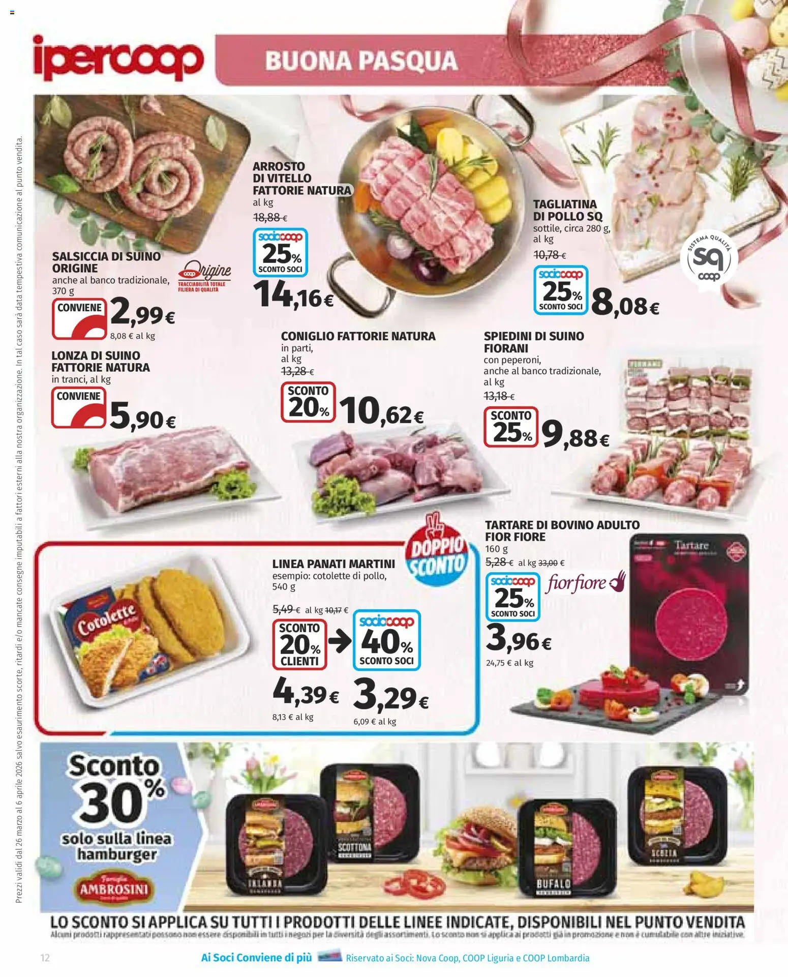 Volantino Ipercoop del 26.03.2026 | Pagina: 12 | Prodotti: Data, Hamburger, Spiedini, Bufalo