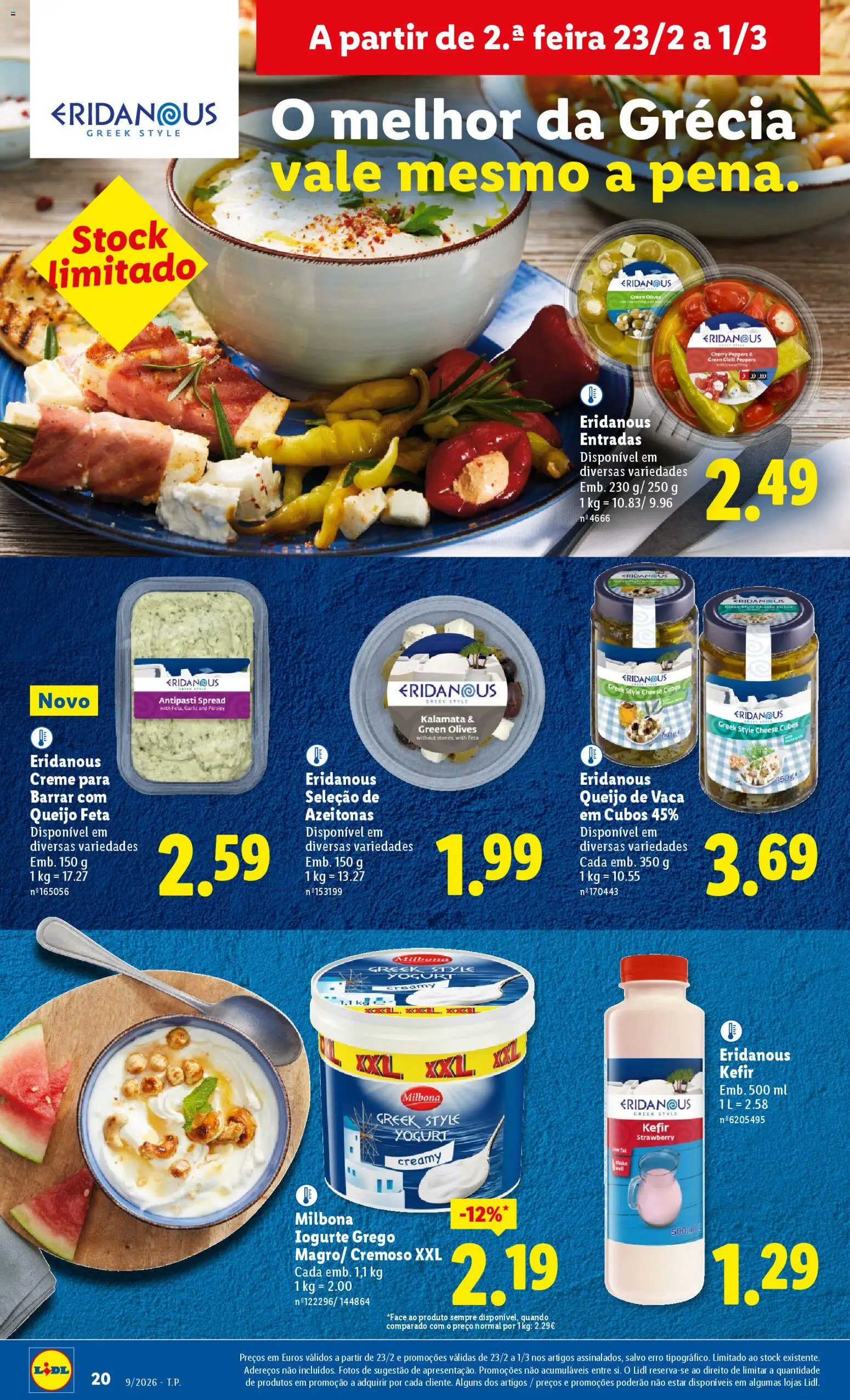 Lidl folheto │ válido de 23.02.2026 | Página: 20 | Produtos: Azeitonas, Queijo, Iogurte, Creme