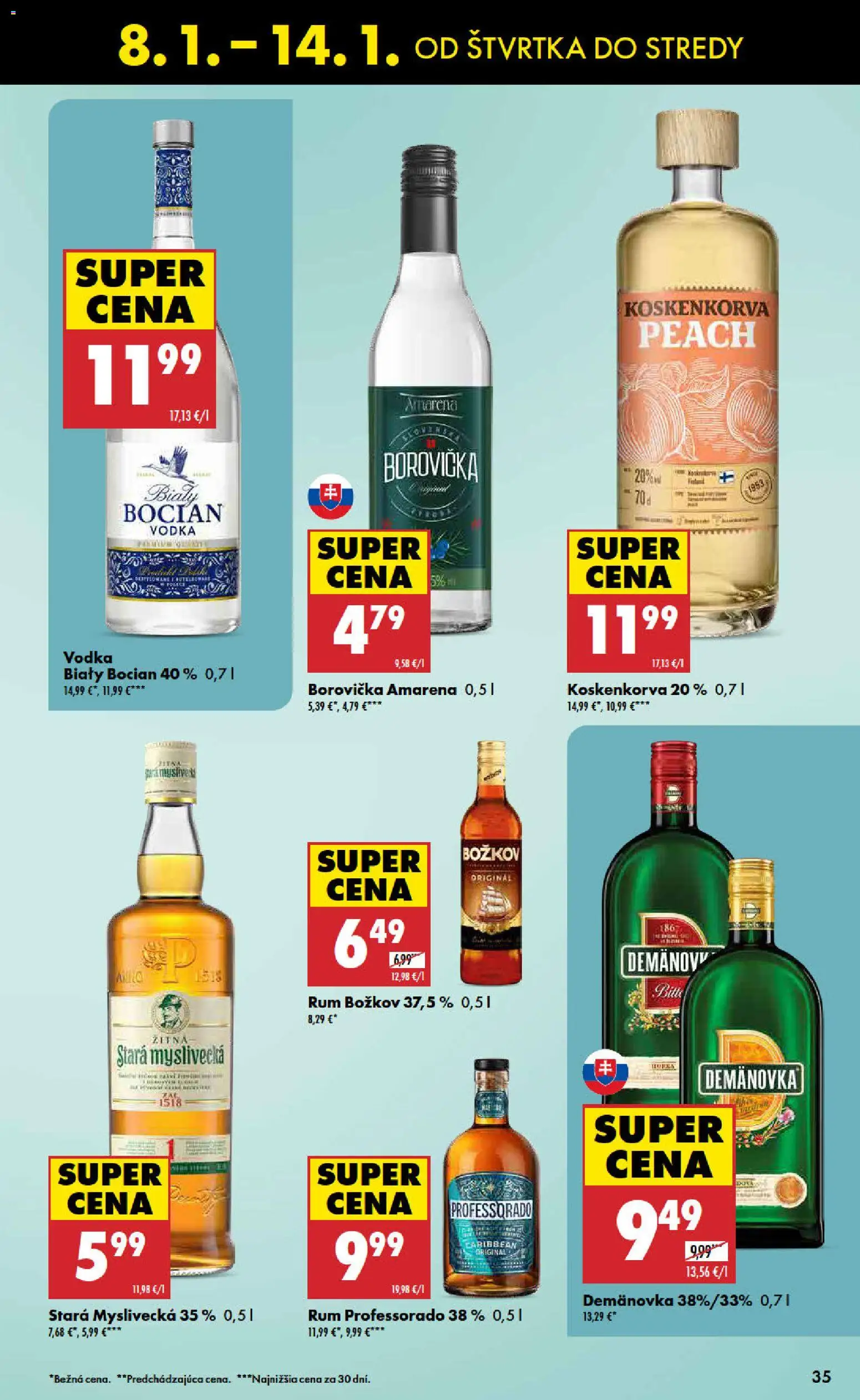 Nové Biedronka akcie – leták je platný od 08.01.2026 | Strana: 35 | Produkty: Borovička, Božkov, Vodka, Rum