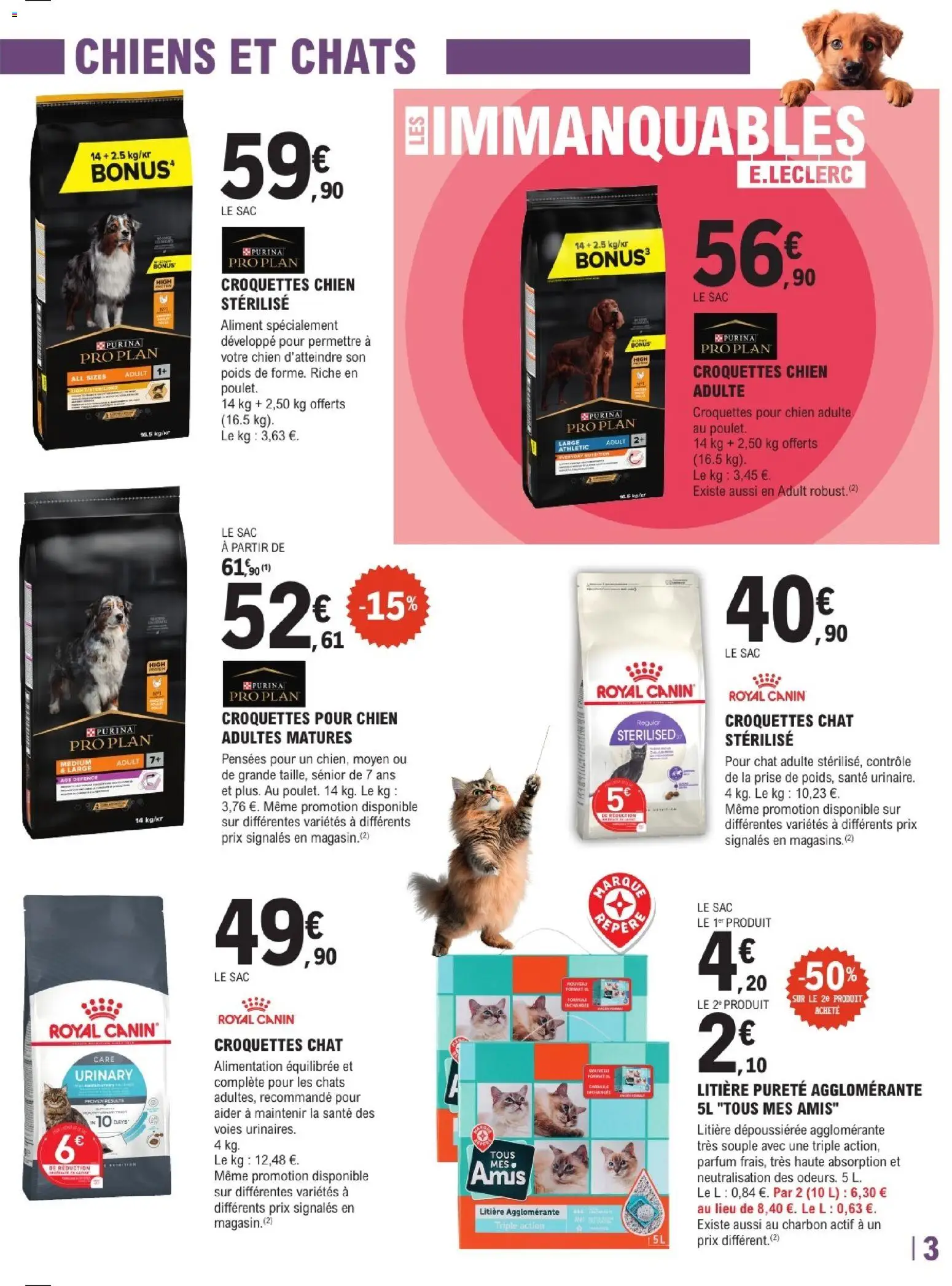 {H1} | Page: 3 | Produits: Croquettes pour chien adulte, Sac, Croquettes pour chien, Croquettes chat